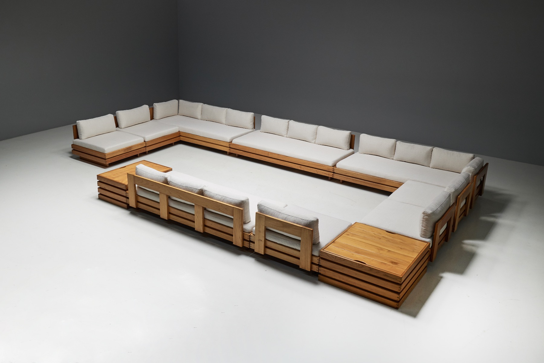 Three-Seater Sofa in Solid Elm by Maison Regain - 1970s