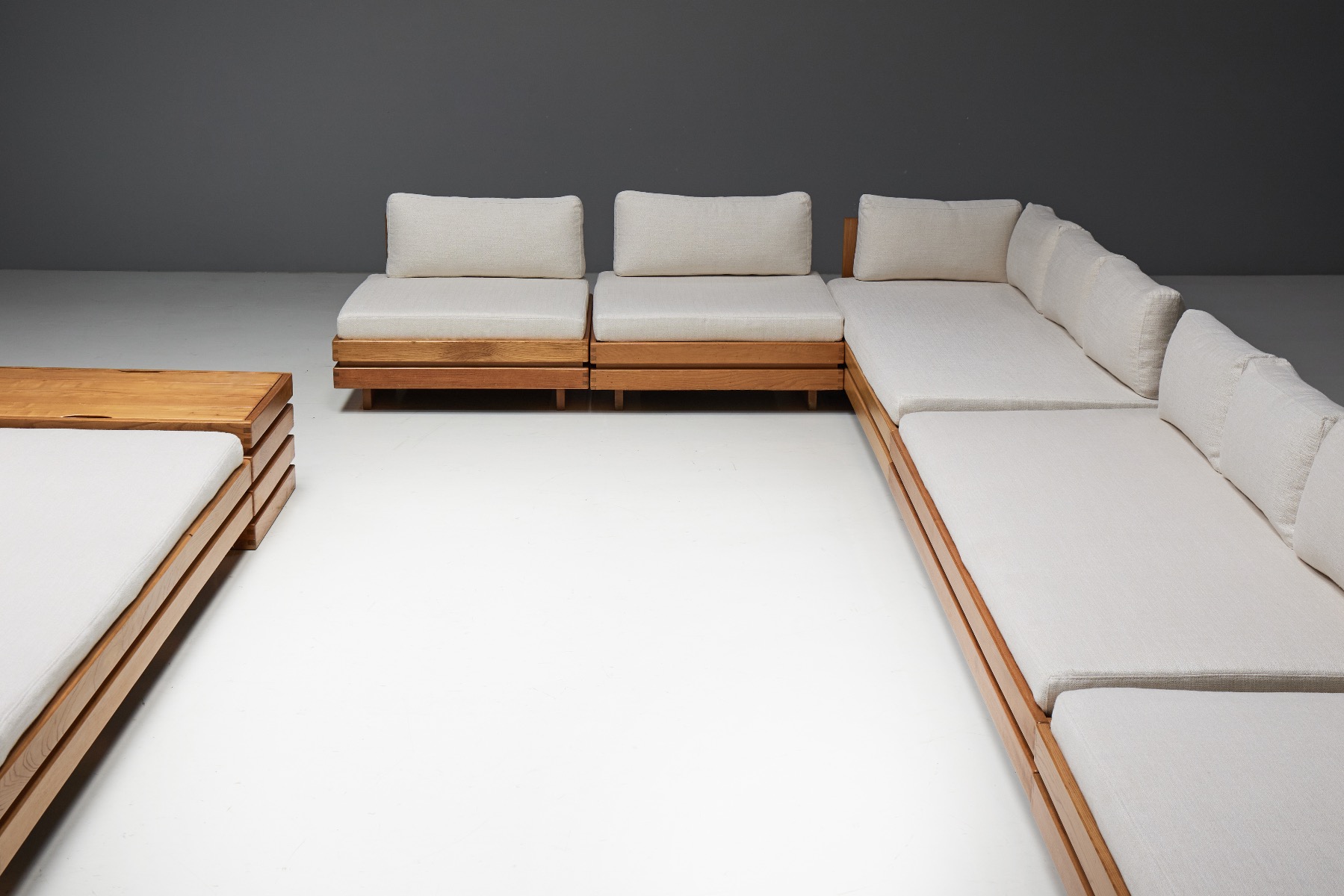 Three-Seater Sofa in Solid Elm by Maison Regain - 1970s