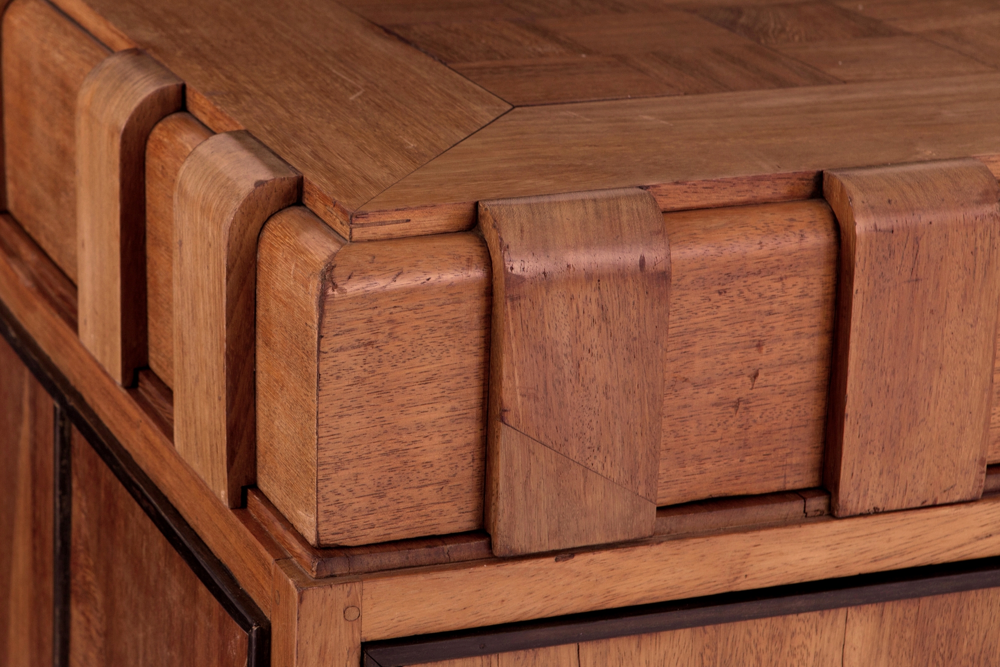 French Art Deco Desk In Grand Oak - 1960s