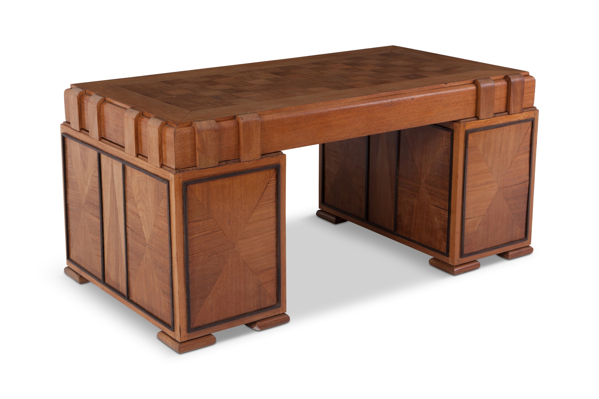 French Art Deco Desk In Grand Oak - 1960s