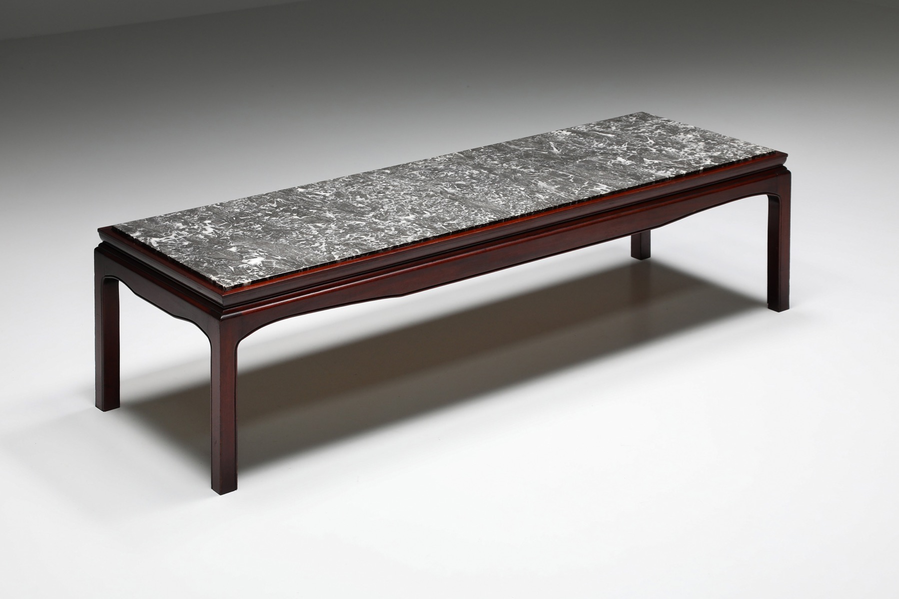 Art Deco De Coene Marble and Mahogany Coffee Table - 1950's