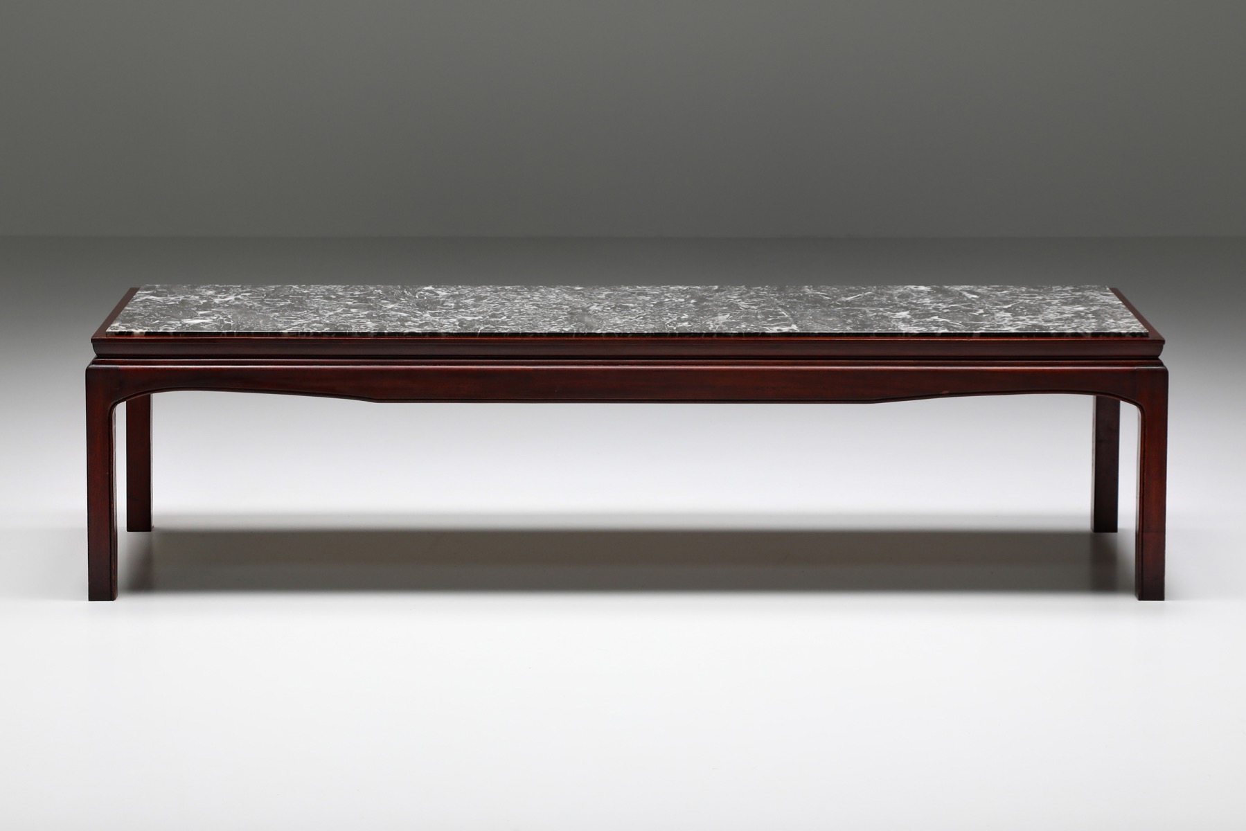 Art Deco De Coene Marble and Mahogany Coffee Table - 1950's