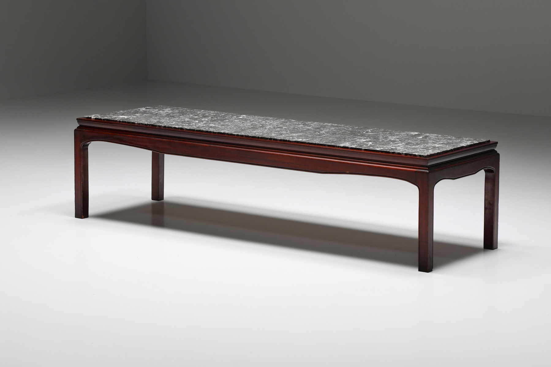 Art Deco De Coene Marble and Mahogany Coffee Table - 1950's