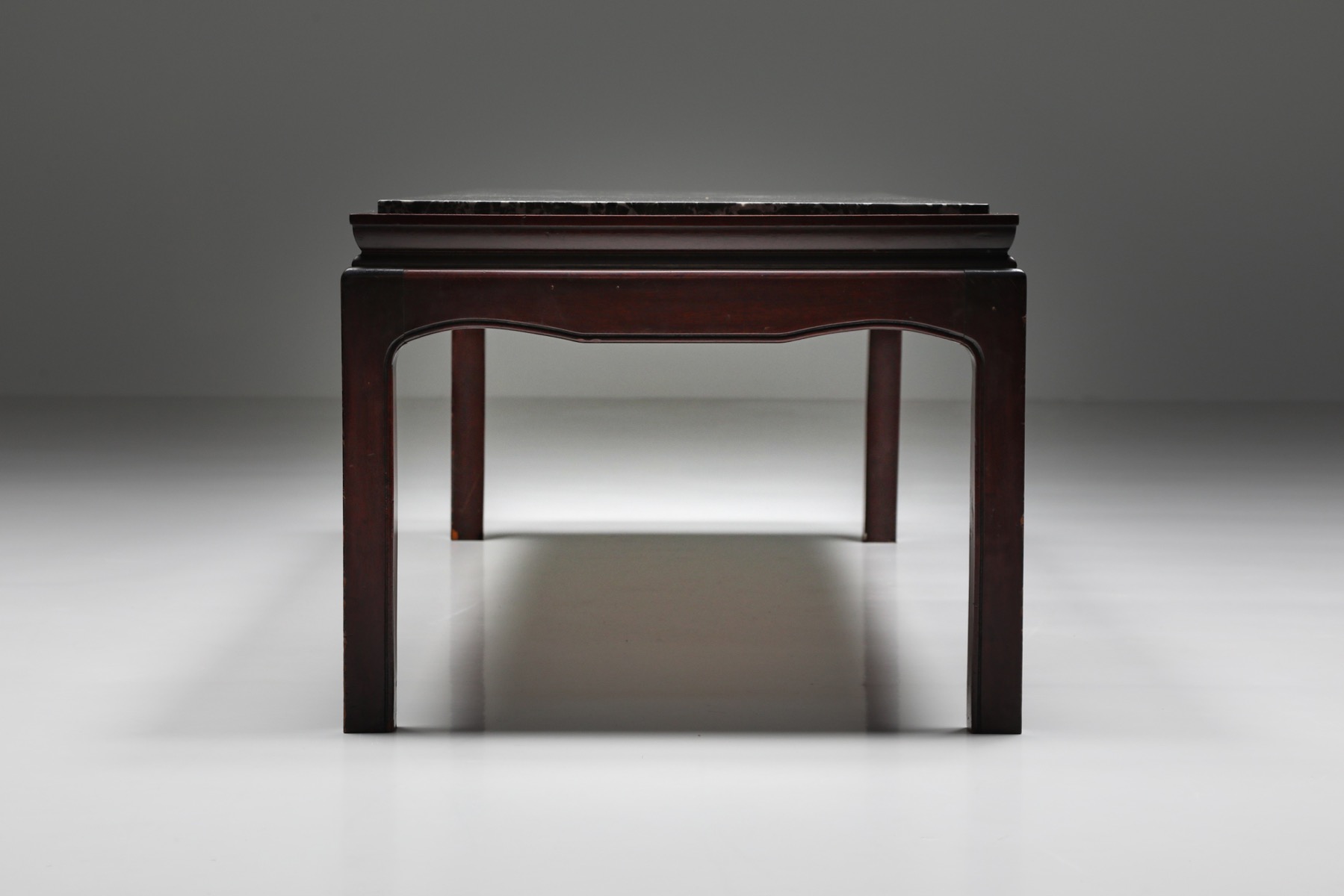 Art Deco De Coene Marble and Mahogany Coffee Table - 1950's