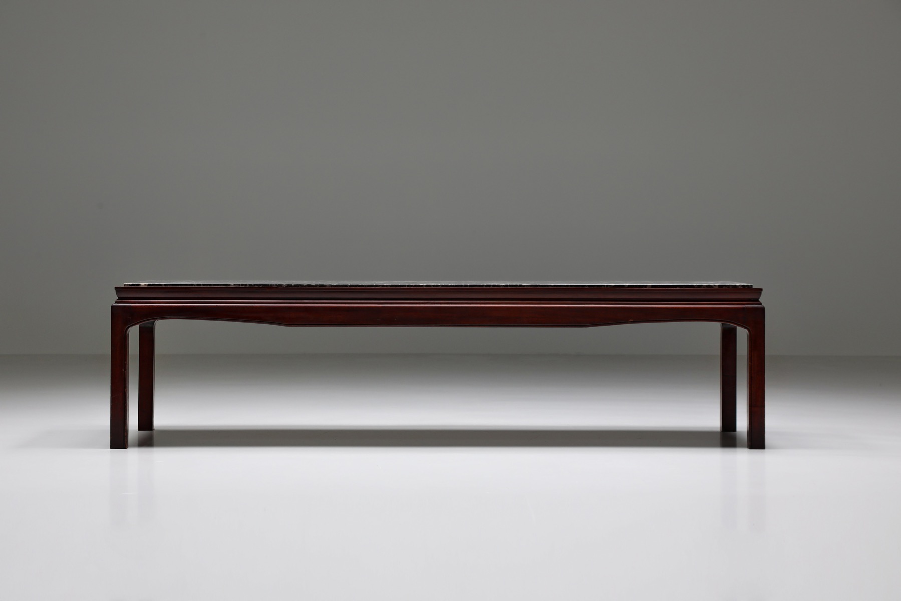 Art Deco De Coene Marble and Mahogany Coffee Table - 1950's