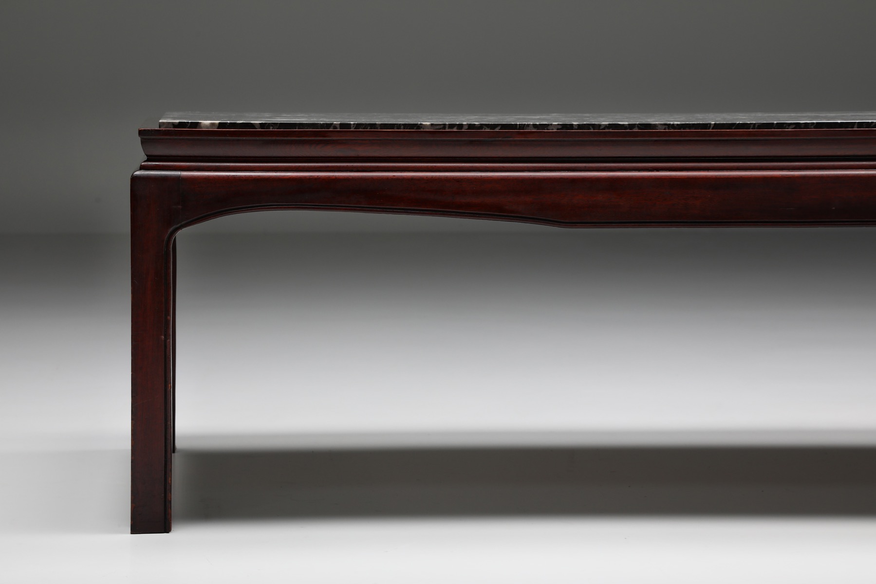 Art Deco De Coene Marble and Mahogany Coffee Table - 1950's