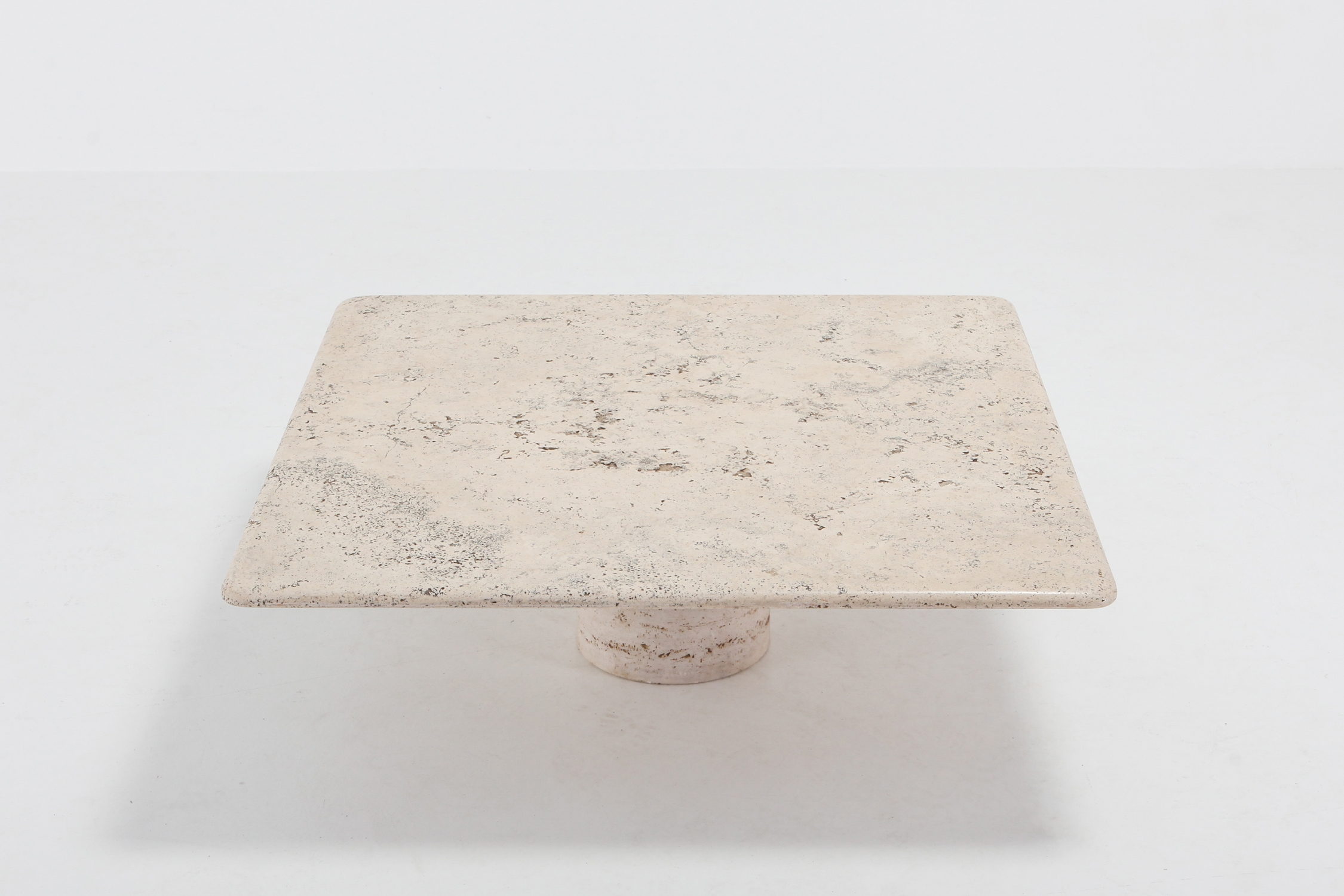 Mangiarotti Square Travertine Coffee table for Up & Up - 1970s