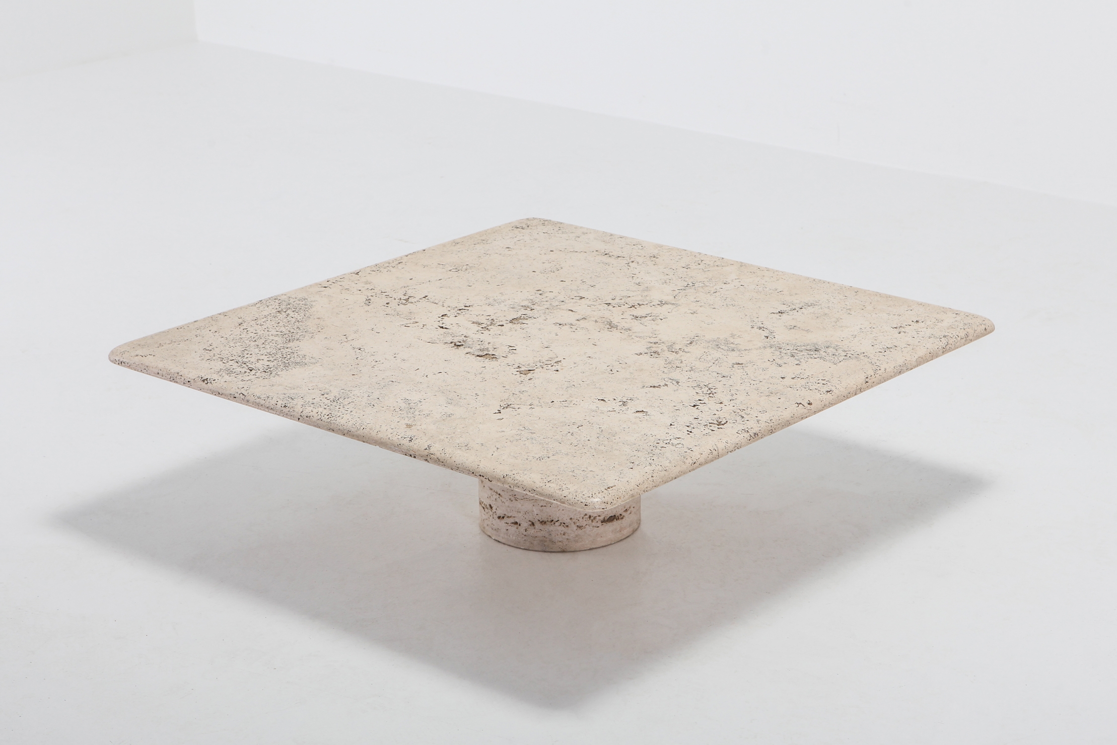 Mangiarotti Square Travertine Coffee table for Up & Up - 1970s