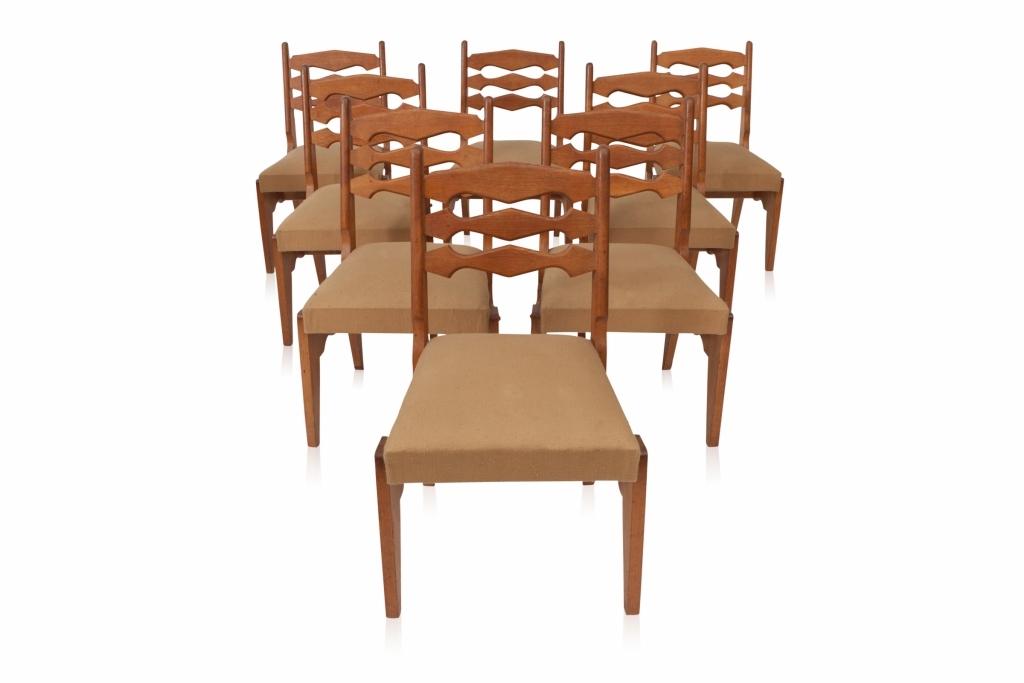 Solid Oak Dining Chairs, Guillerme & Chambron - 1960s