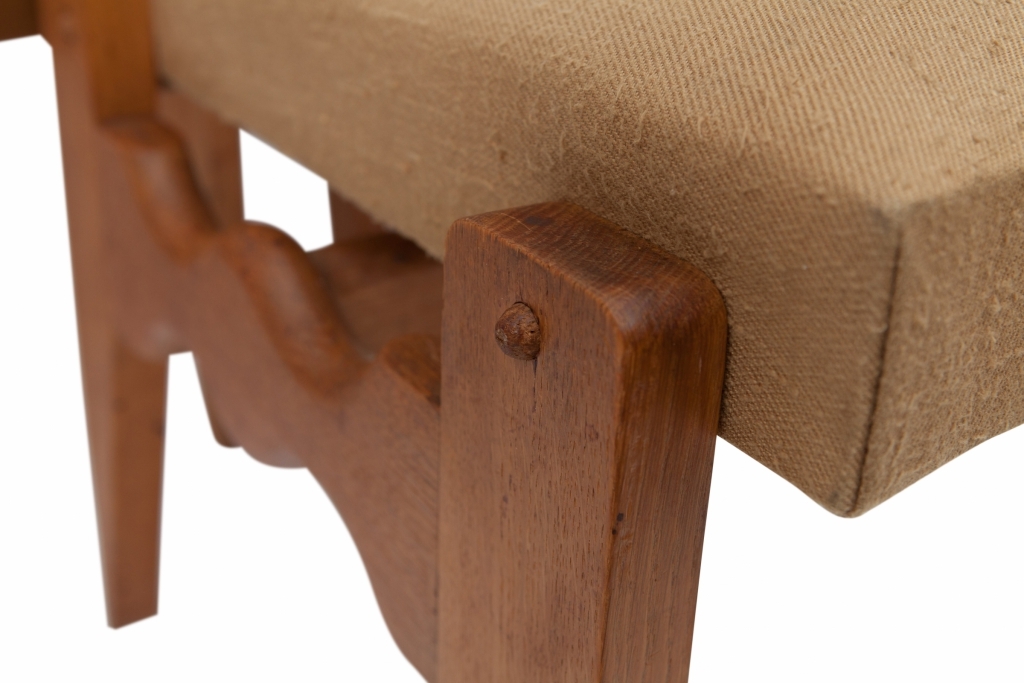 Solid Oak Dining Chairs, Guillerme & Chambron - 1960s