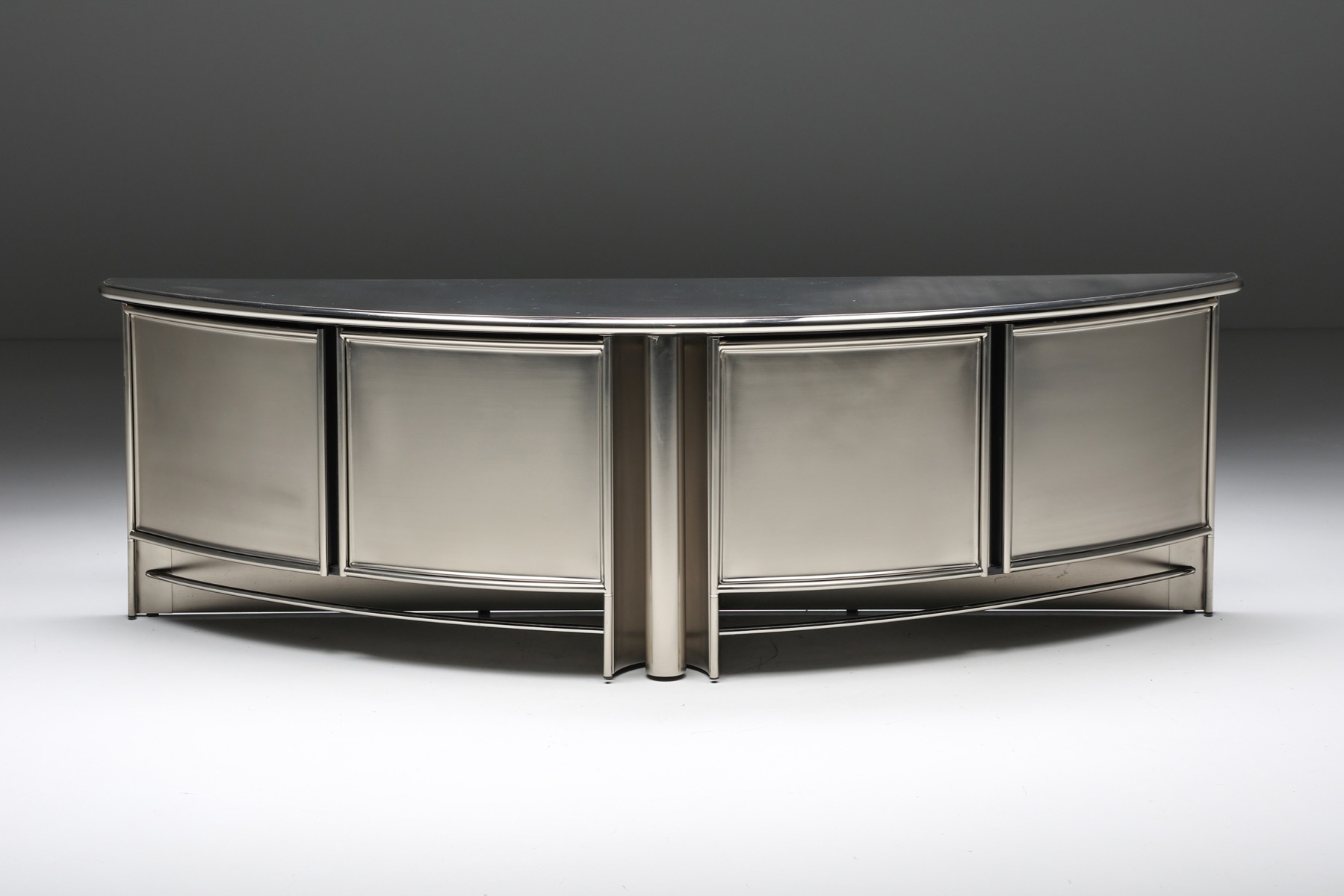 Maison Jansen Style Post-Modern Stainless Steel Credenza - 1980's