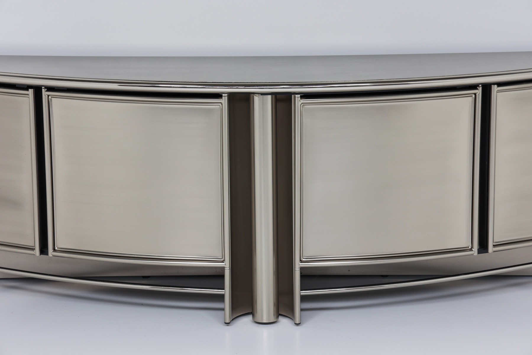 Maison Jansen Style Post-Modern Stainless Steel Credenza - 1980's