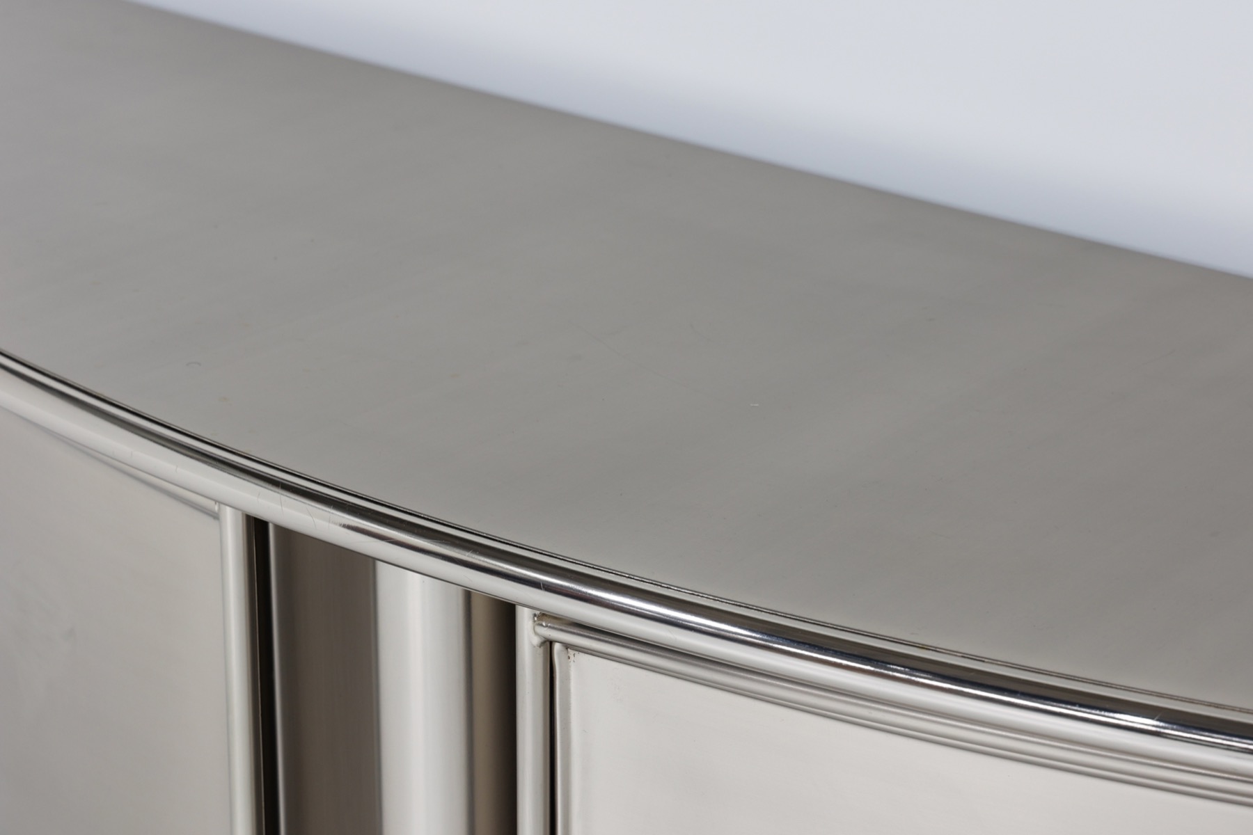 Maison Jansen Style Post-Modern Stainless Steel Credenza - 1980's
