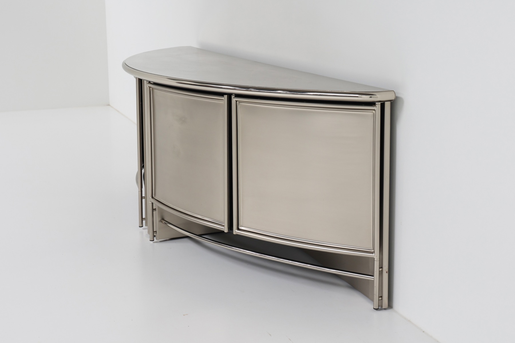 Maison Jansen Style Post-Modern Stainless Steel Credenza - 1980's