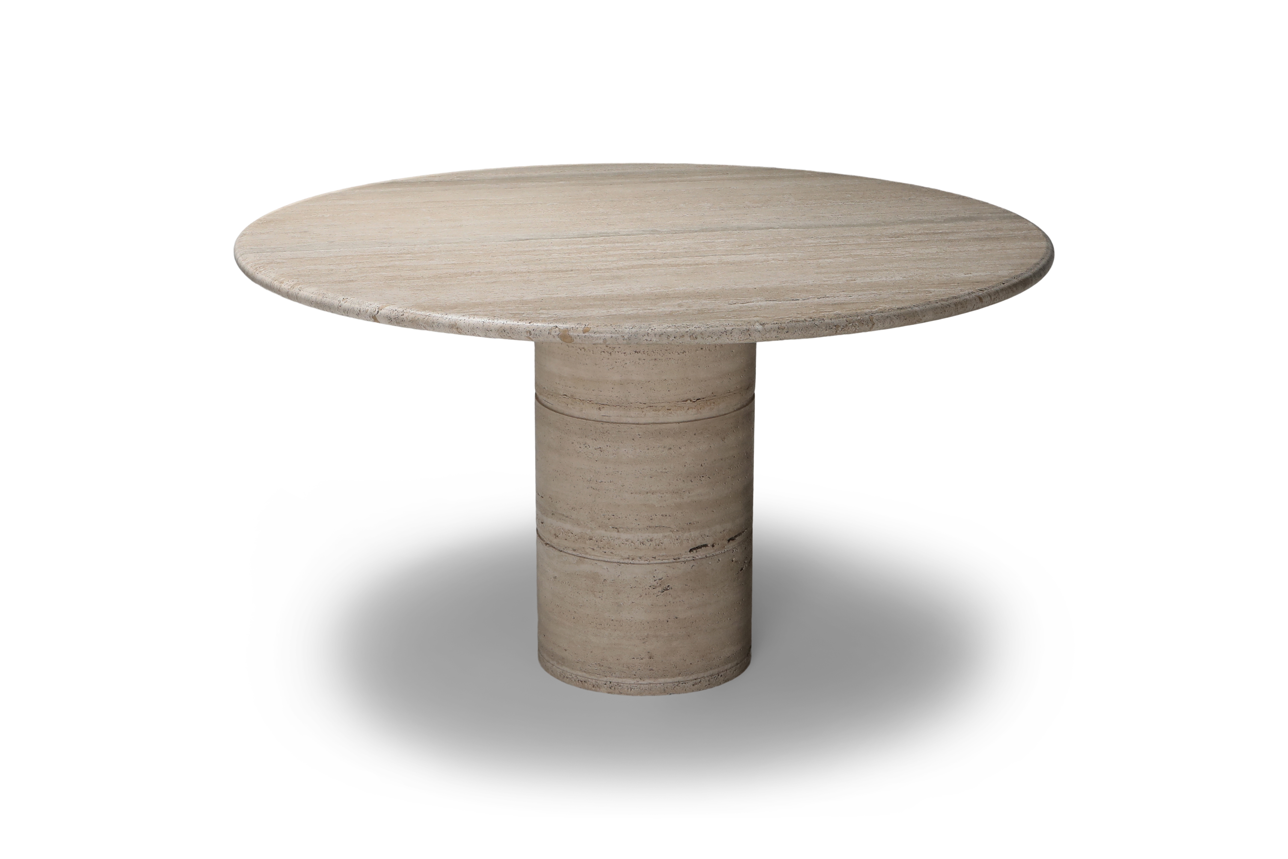 Angelo Mangiarotti round travertine dining table - 1970s