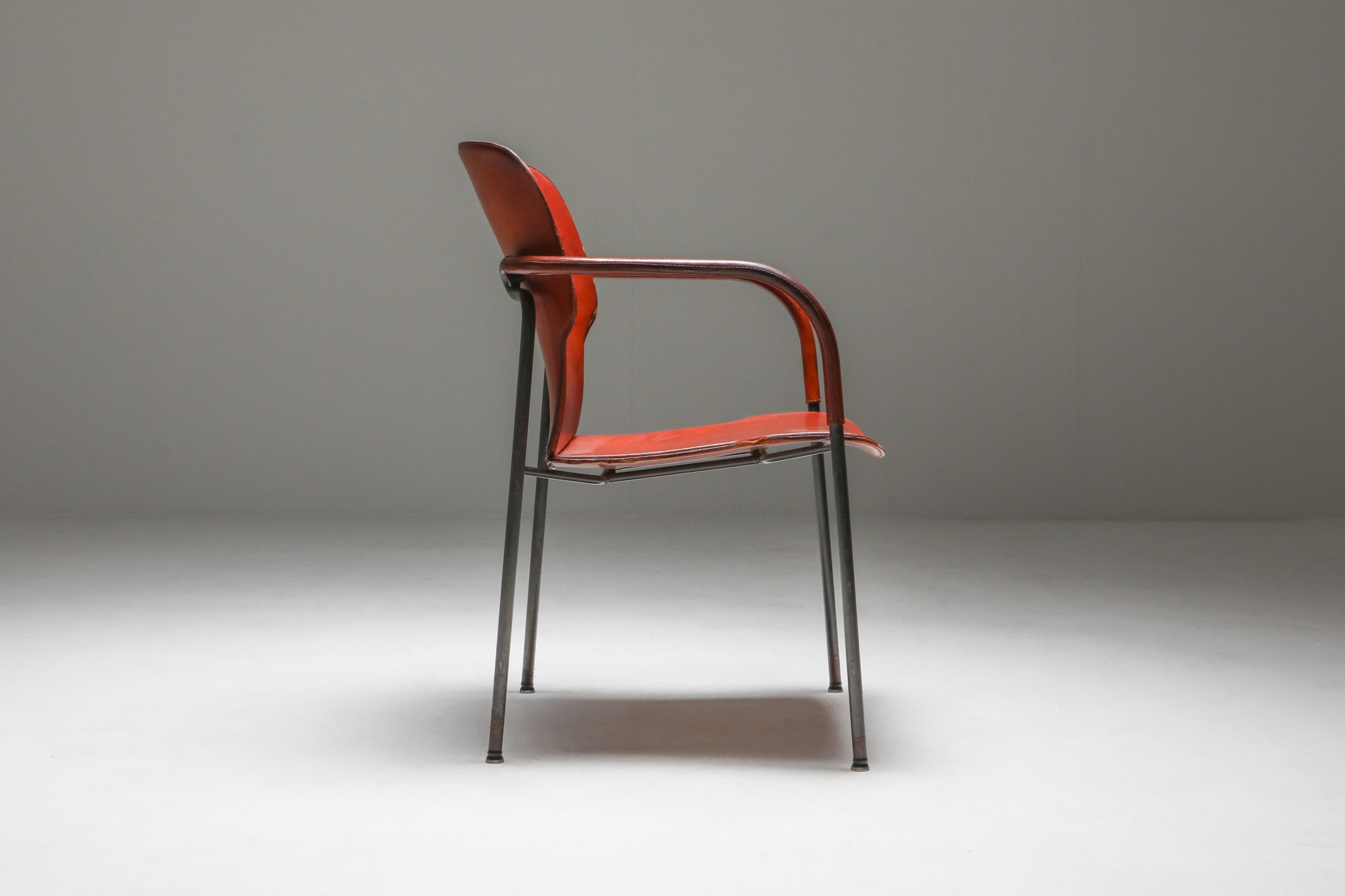 Gianfranco Frattini armchairs model ‘Lalanda’ in dark cognac leather - 1970s