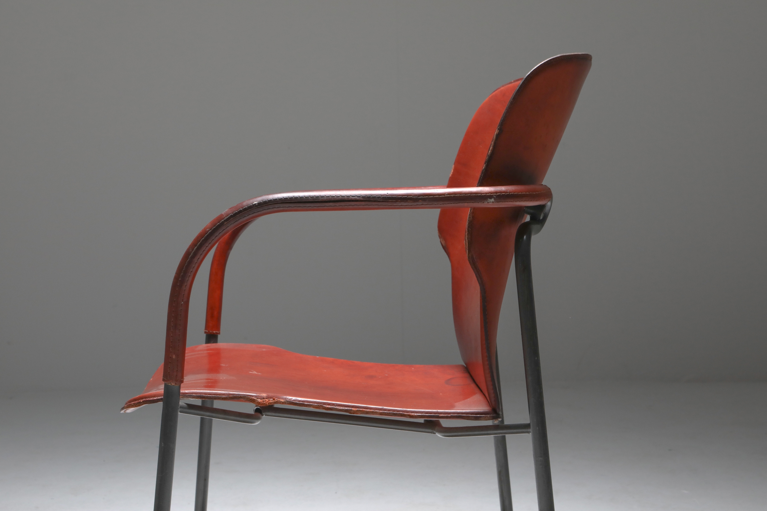 Gianfranco Frattini armchairs model ‘Lalanda’ in dark cognac leather - 1970s