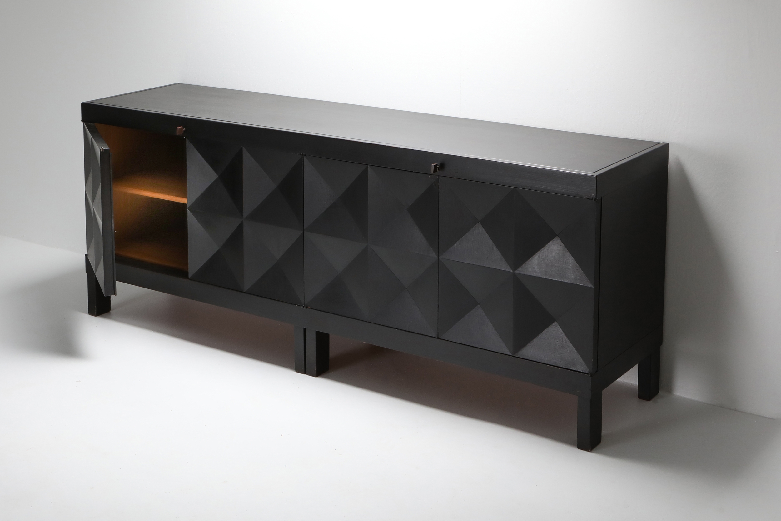 De Coene brutalist stained oak credenza - 1970's