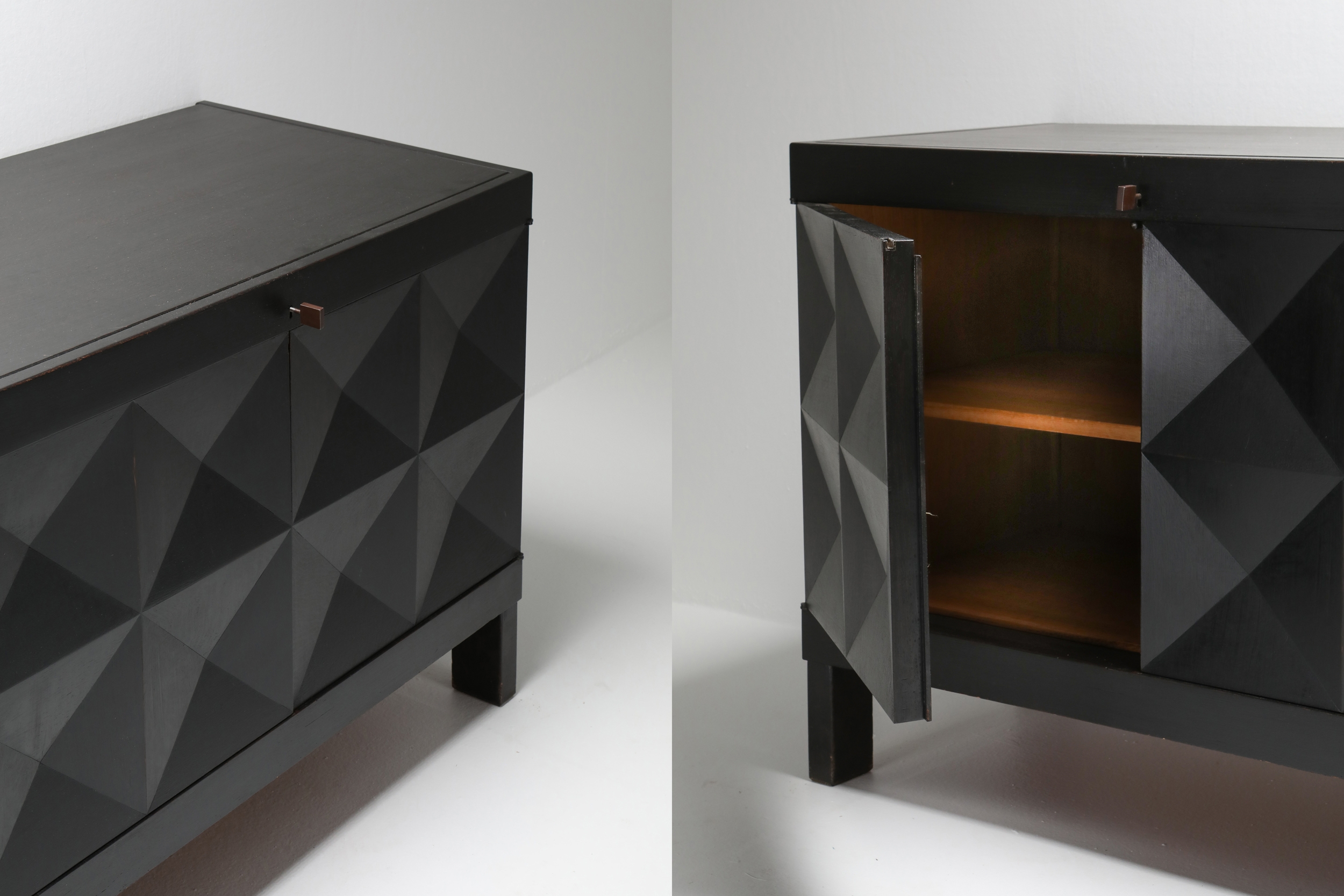 De Coene brutalist stained oak credenza - 1970's