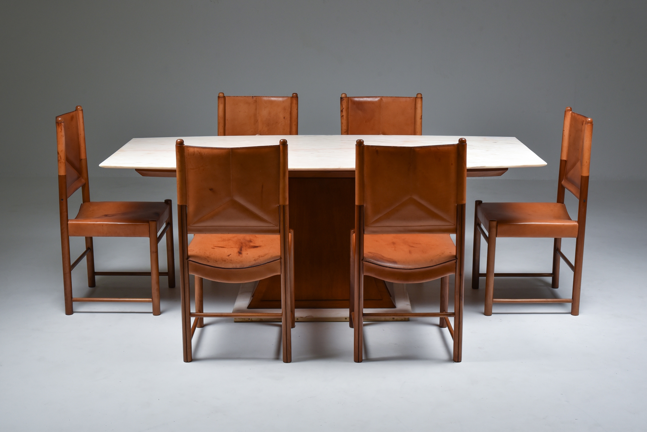 Italian Art Deco Dining Table with Marble Top Japan Inspired - 1940's