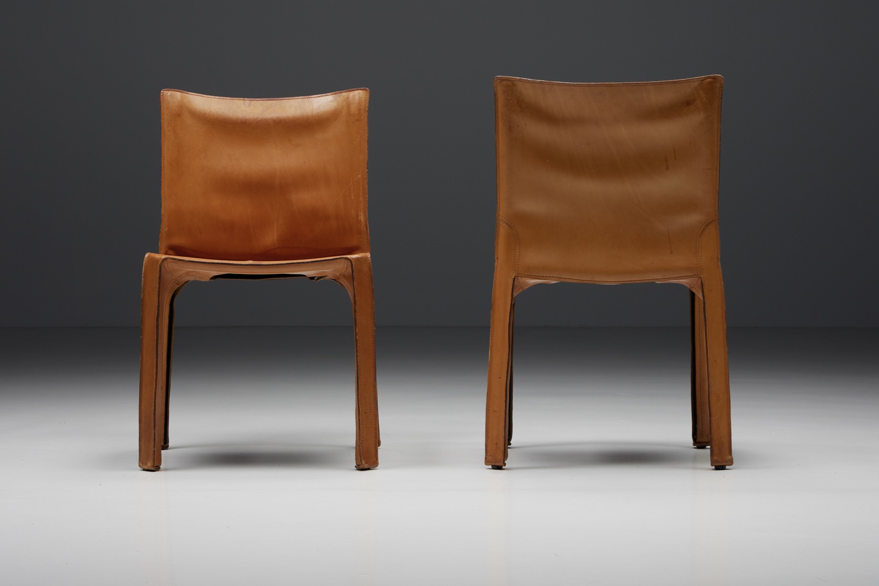 Mario Bellini Cab Cognac Leather Dining Chairs for Cassina - 1980's