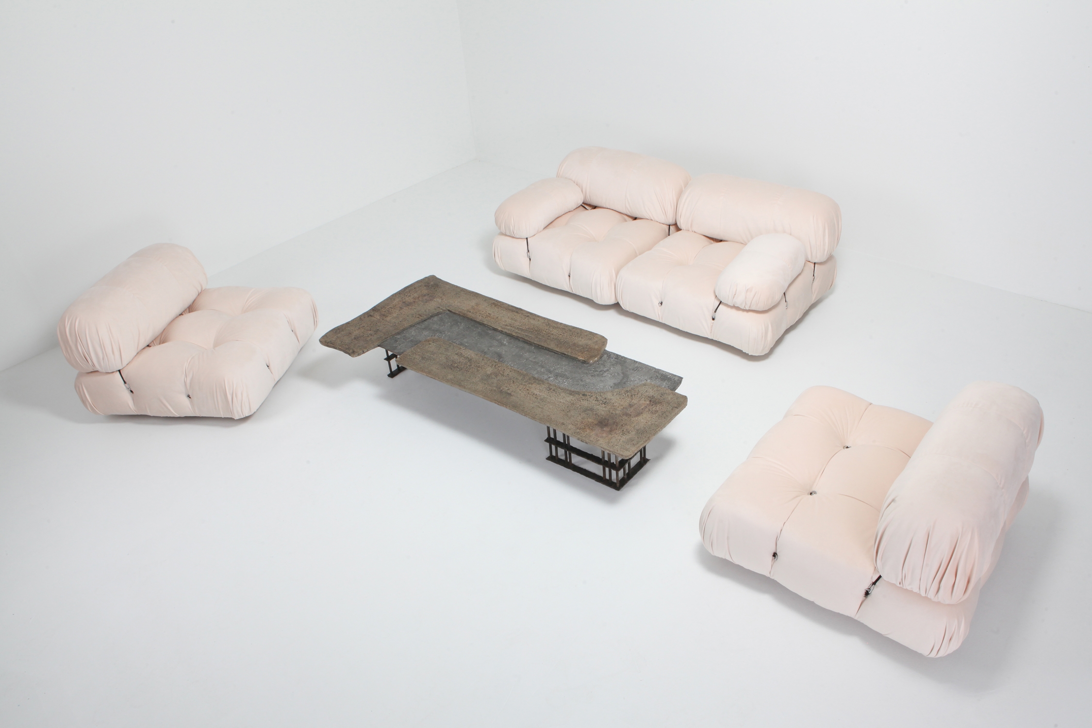 Mario Bellini Nude Rose Velvet 'Camaleonda' Sectional Sofa - 1970s