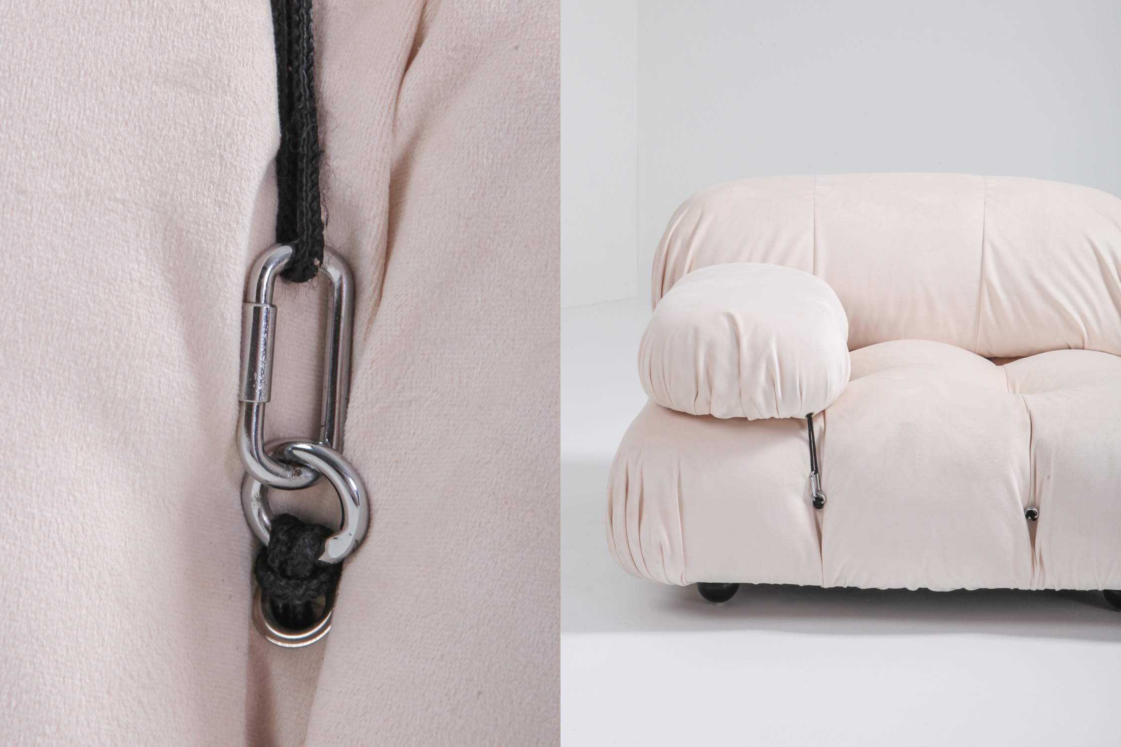 Mario Bellini Nude Rose Velvet 'Camaleonda' Sectional Sofa - 1970s