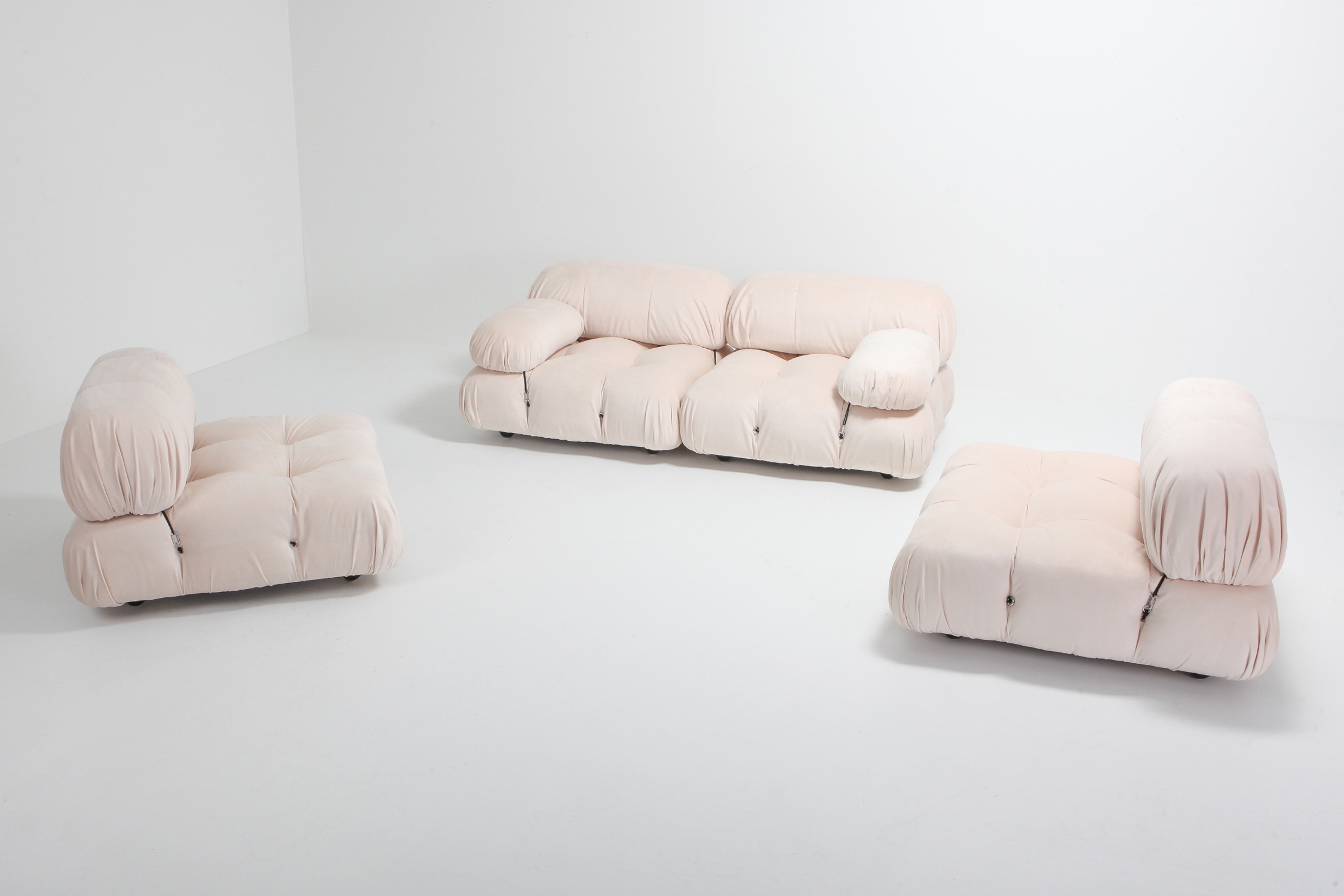 Mario Bellini Nude Rose Velvet 'Camaleonda' Sectional Sofa - 1970s