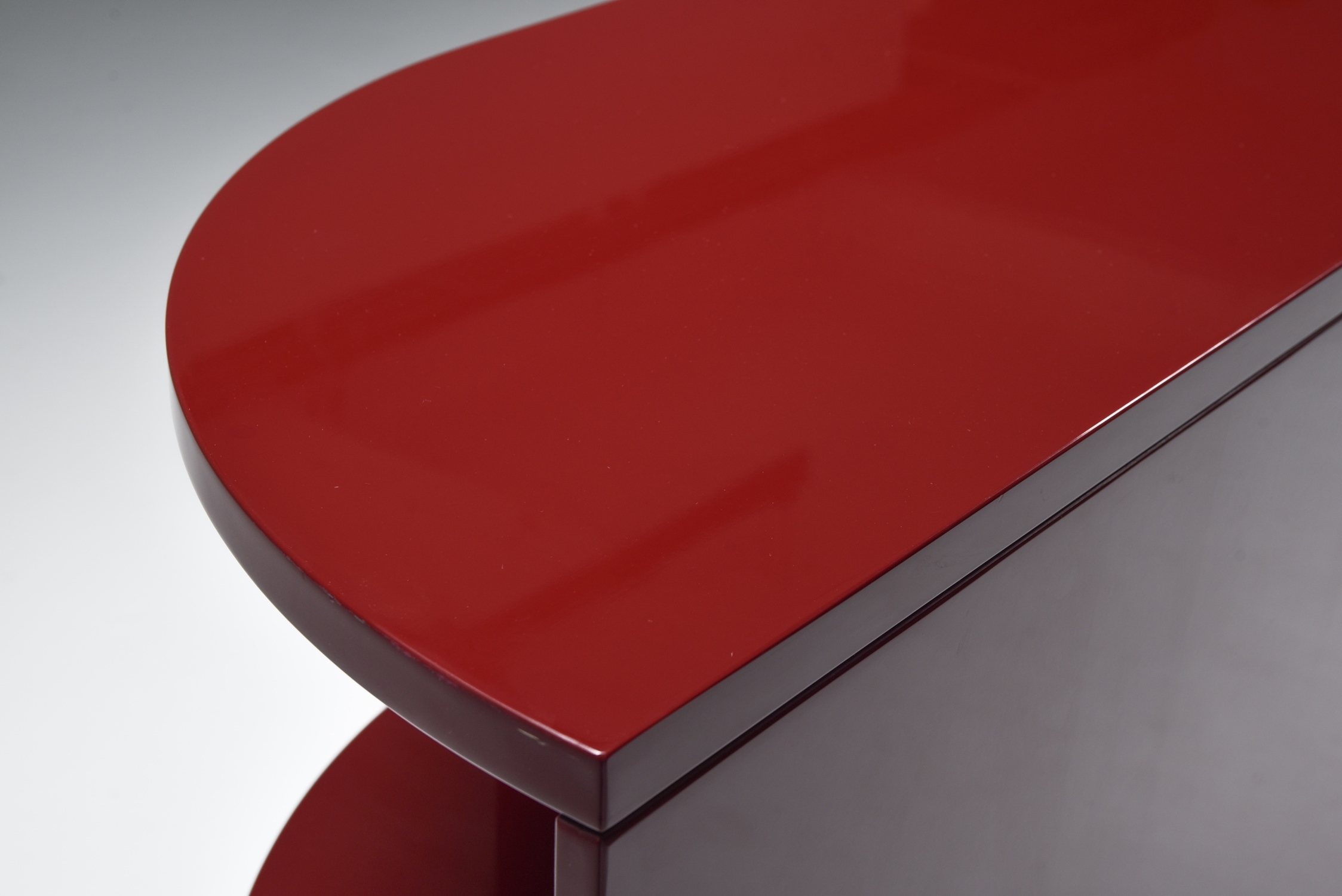 Red Lacquer Sideboard with Brass Details - 1980's
