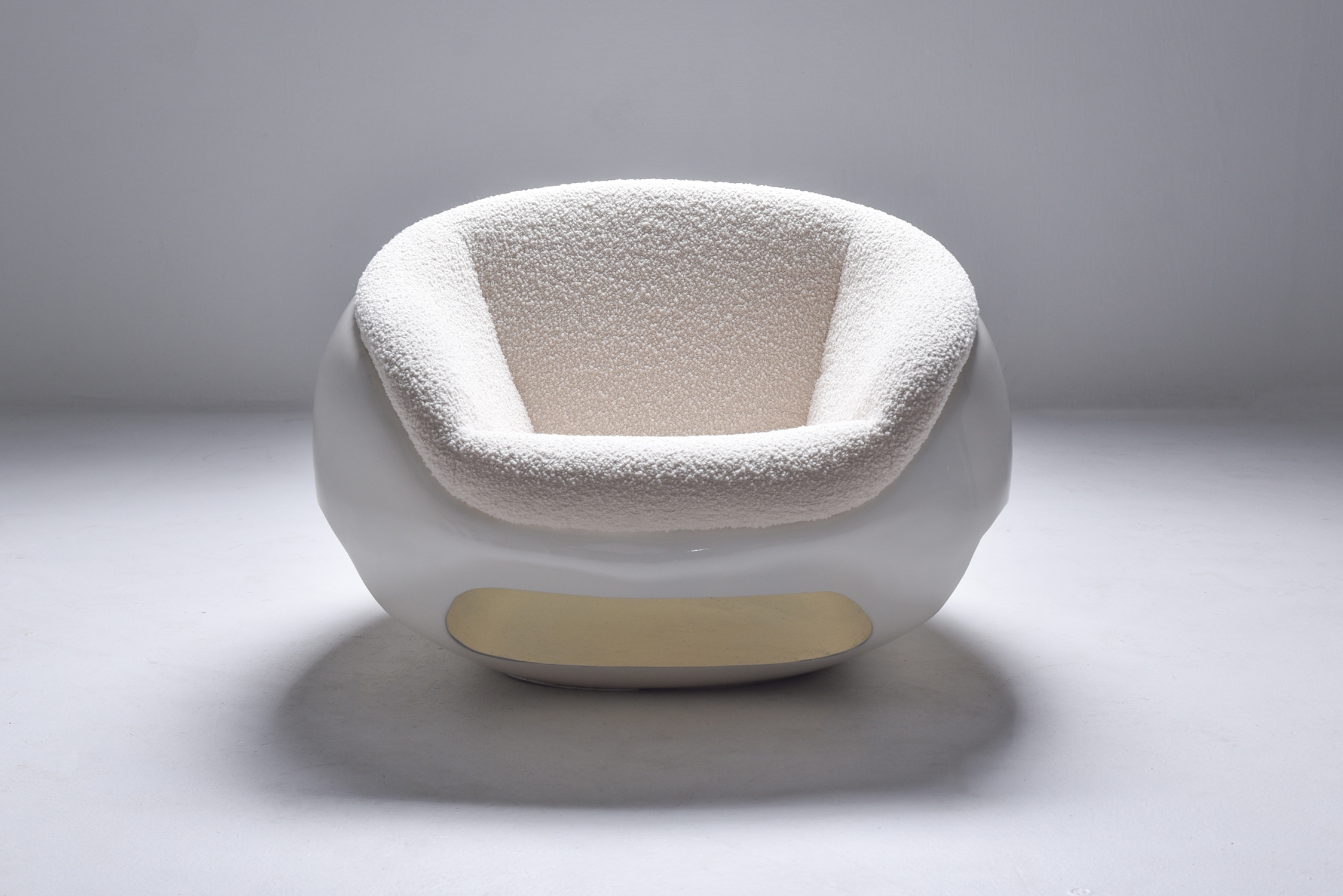 Mario Sabot Sculptural Fiberglass Lounge Chairs In Bouclé - 1969