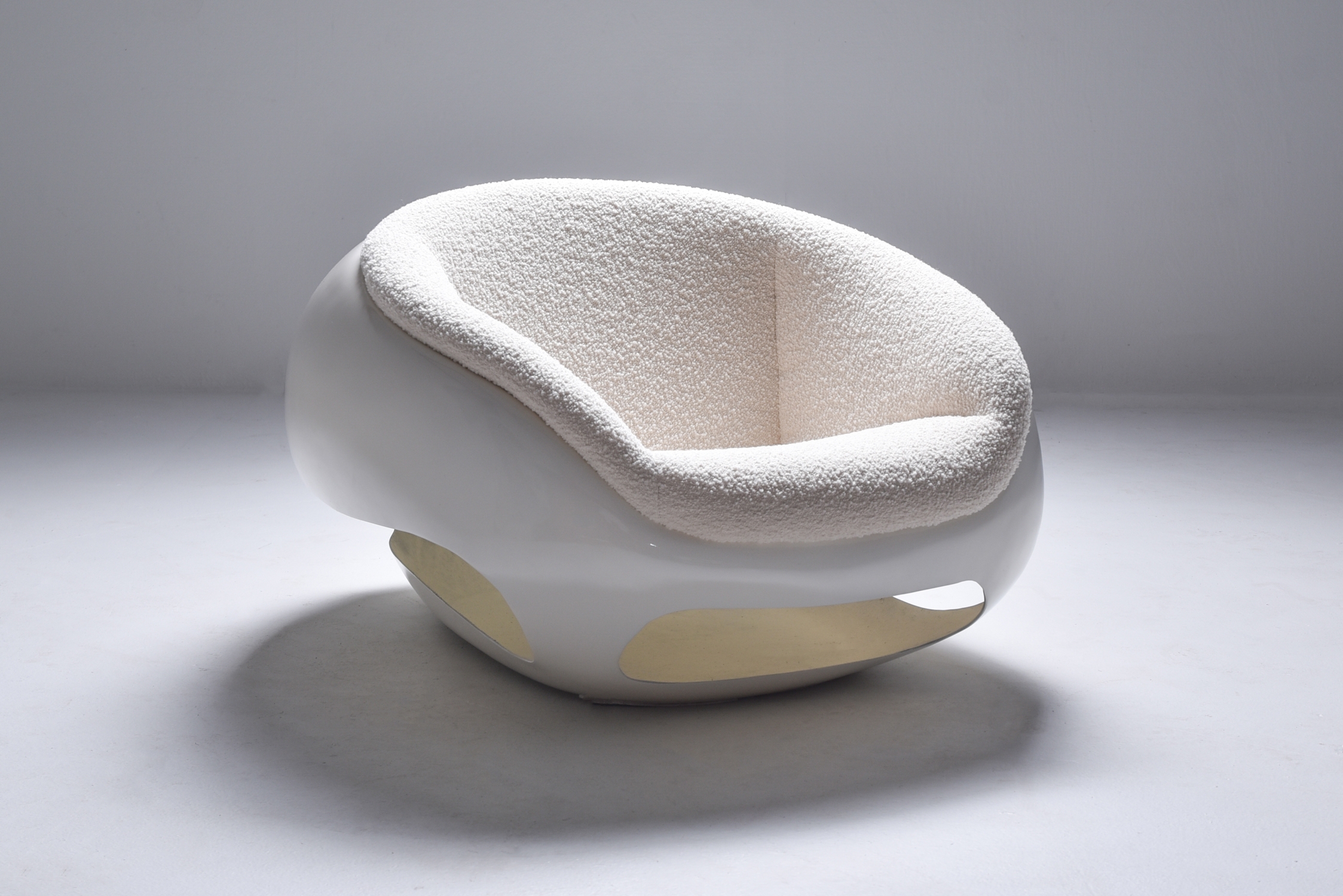 Mario Sabot Sculptural Fiberglass Lounge Chairs In Bouclé - 1969