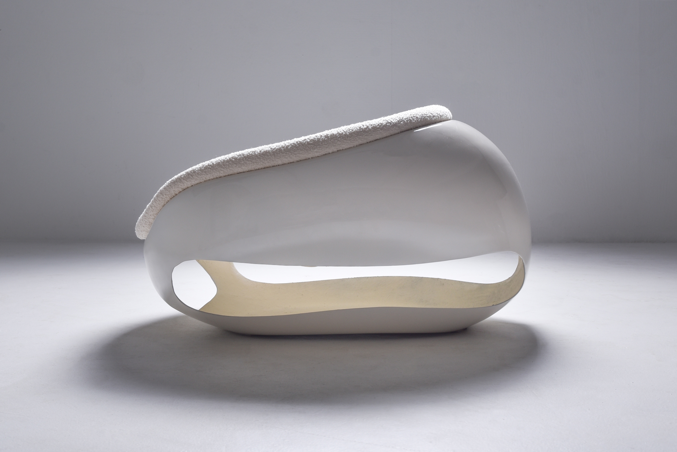Mario Sabot Sculptural Fiberglass Lounge Chairs In Bouclé - 1969