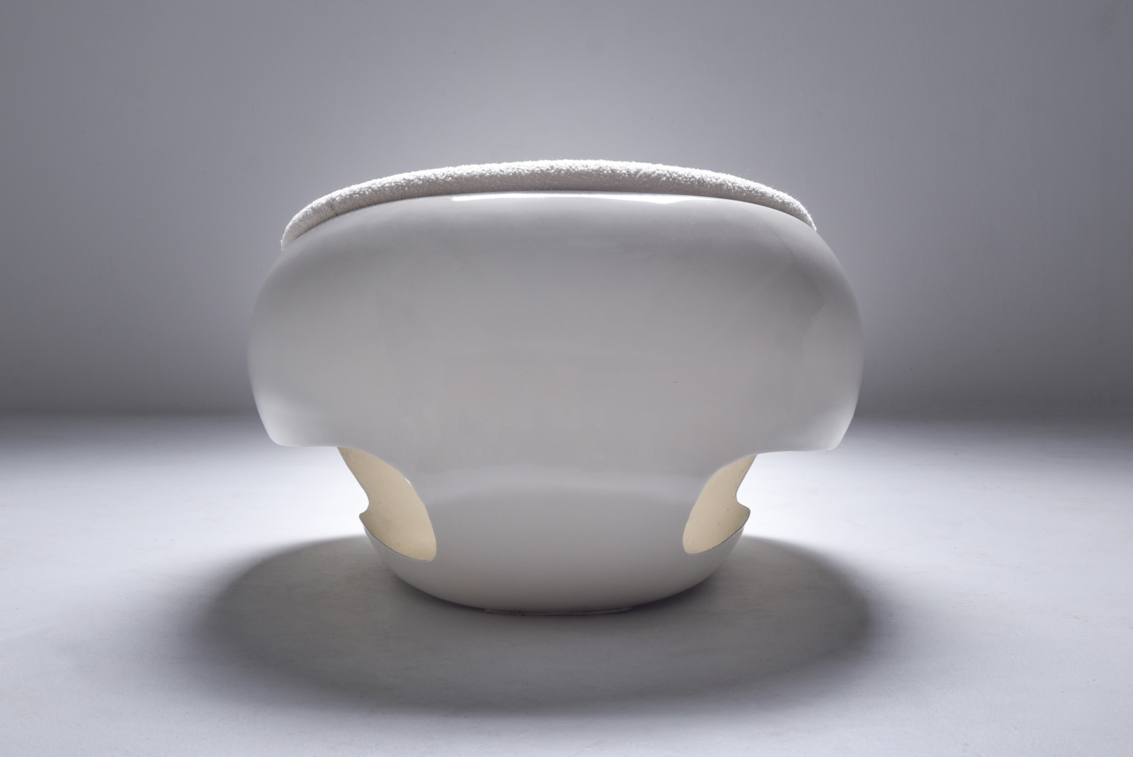 Mario Sabot Sculptural Fiberglass Lounge Chairs In Bouclé - 1969