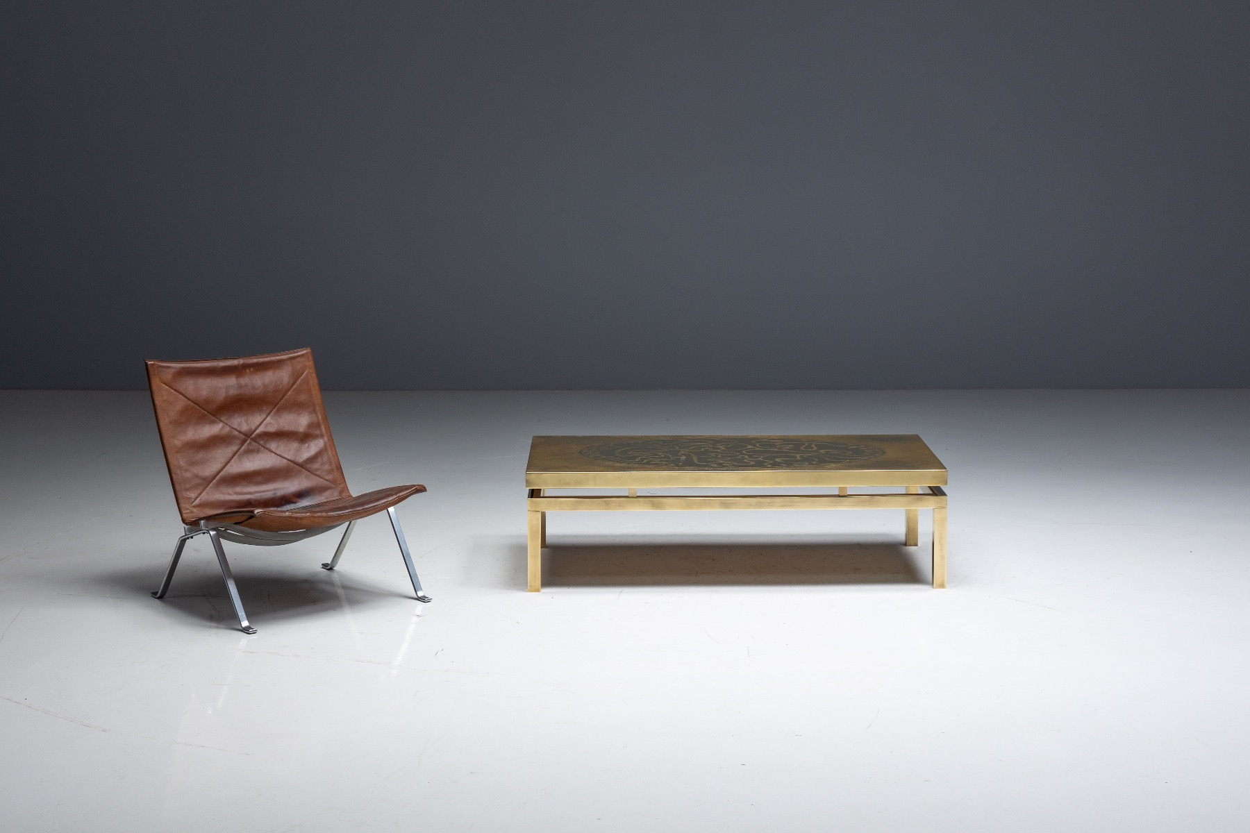 Brass Coffee Table by Willy Daro - 1970s