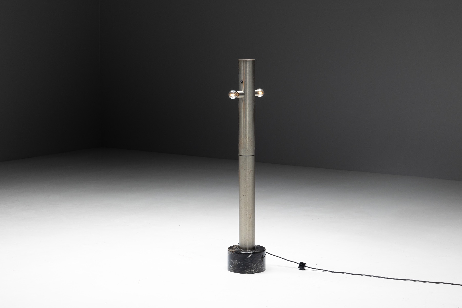 Floor Lamp with Marble Base - 1980s 