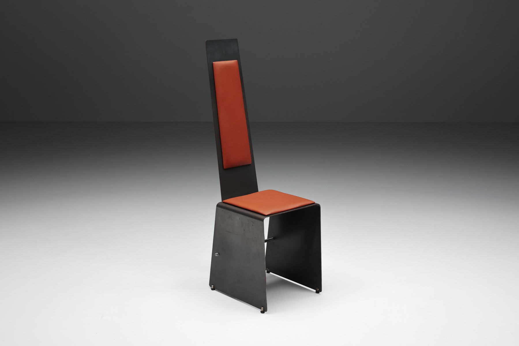 Postmodern Metal & Leather Dining Chair - 1980's