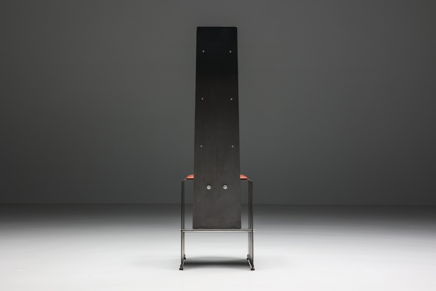 Postmodern Metal & Leather Dining Chair - 1980's