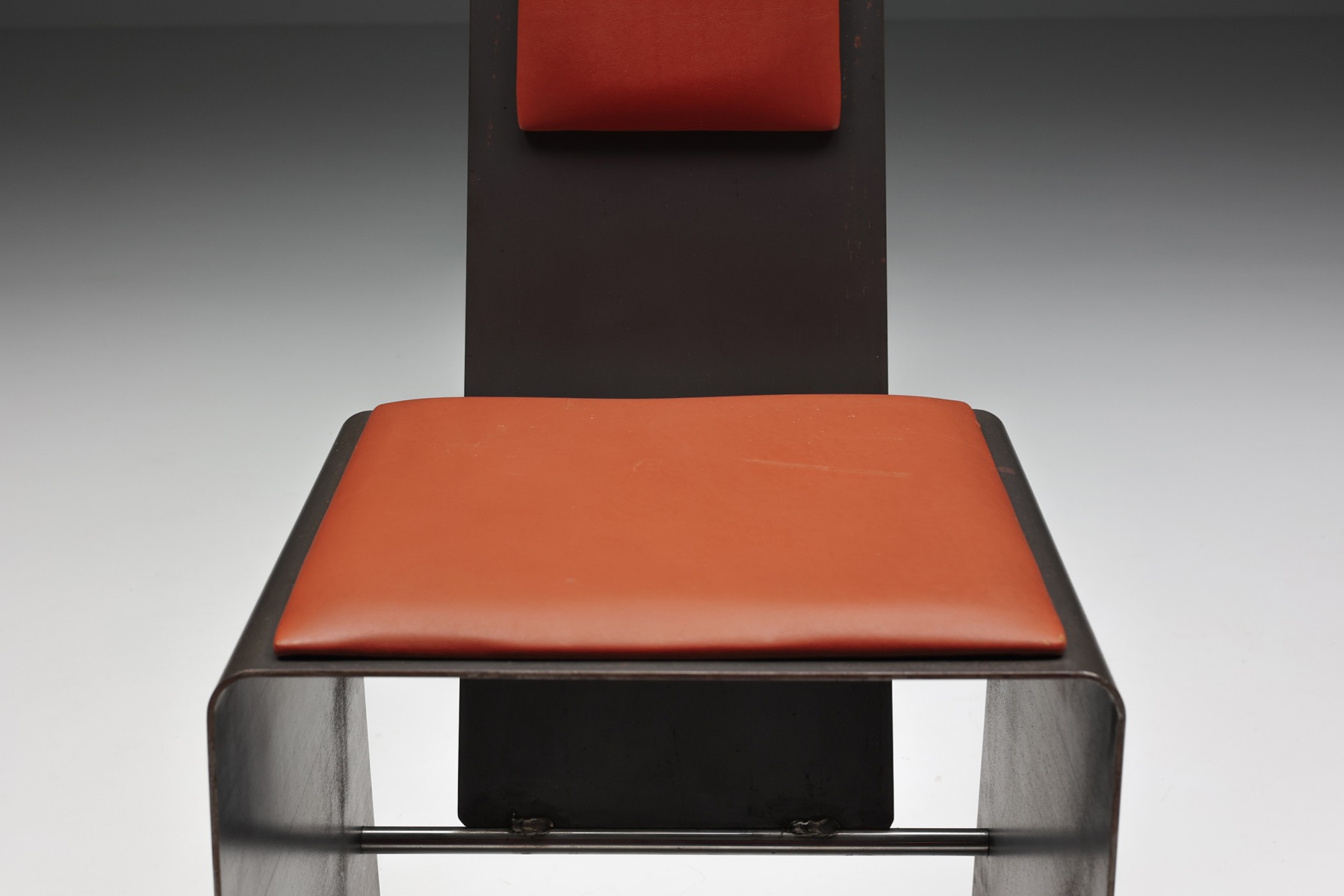 Postmodern Metal & Leather Dining Chair - 1980's