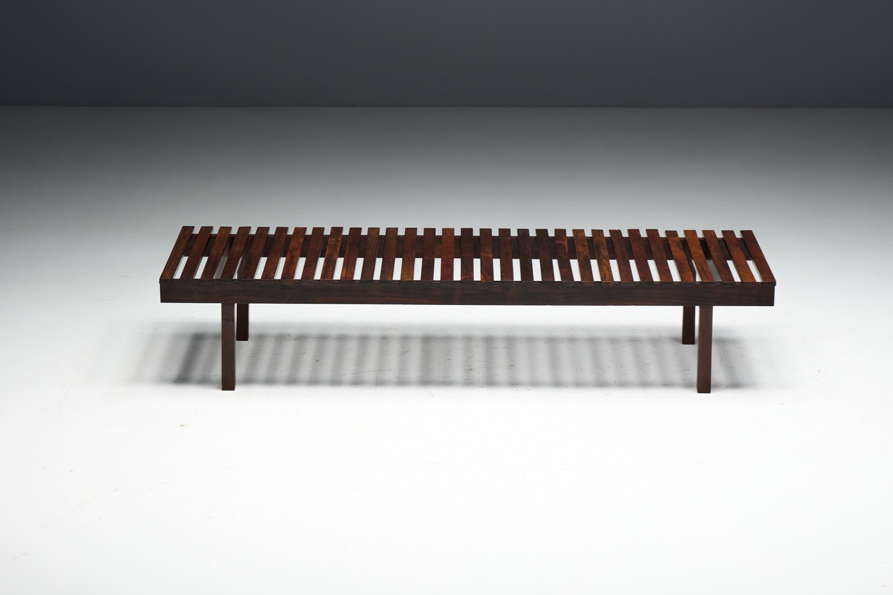 Mid-Century Slatted Bench in style of Sergio Rodrigues, Brazil - 1960