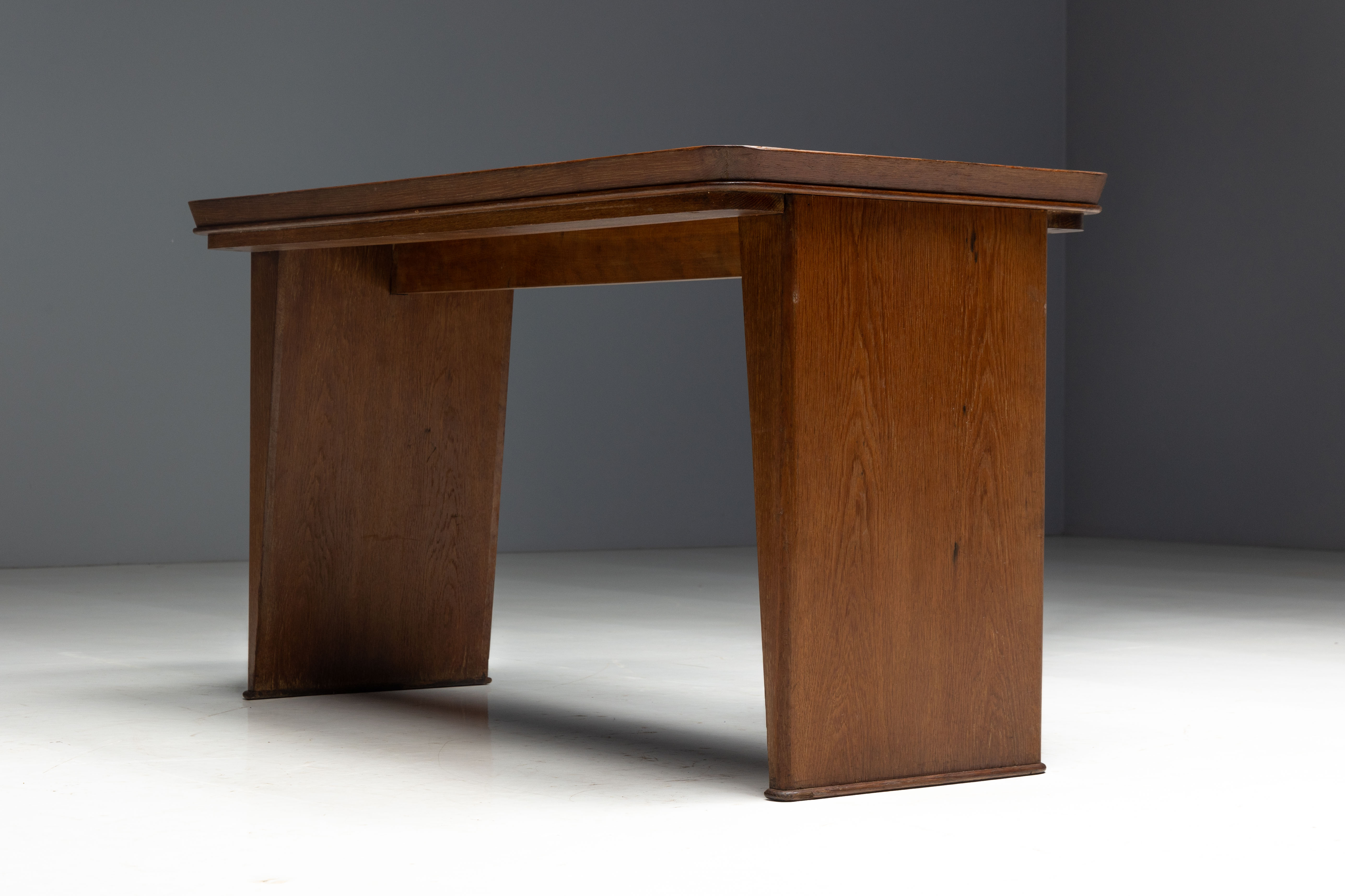 Solid Oak Desk Attributed to Maurice Pré, France - 1930s