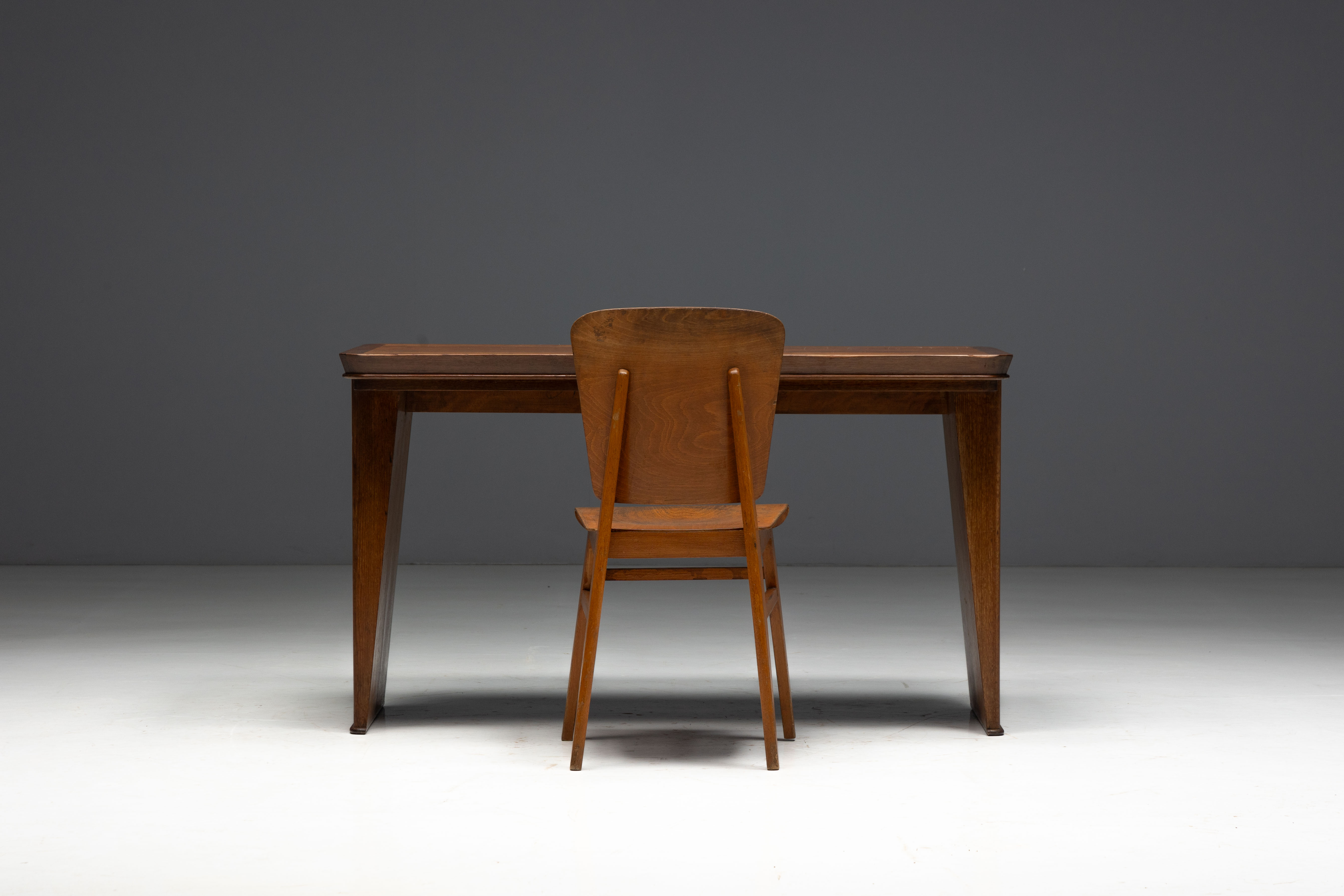 Solid Oak Desk Attributed to Maurice Pré, France - 1930s