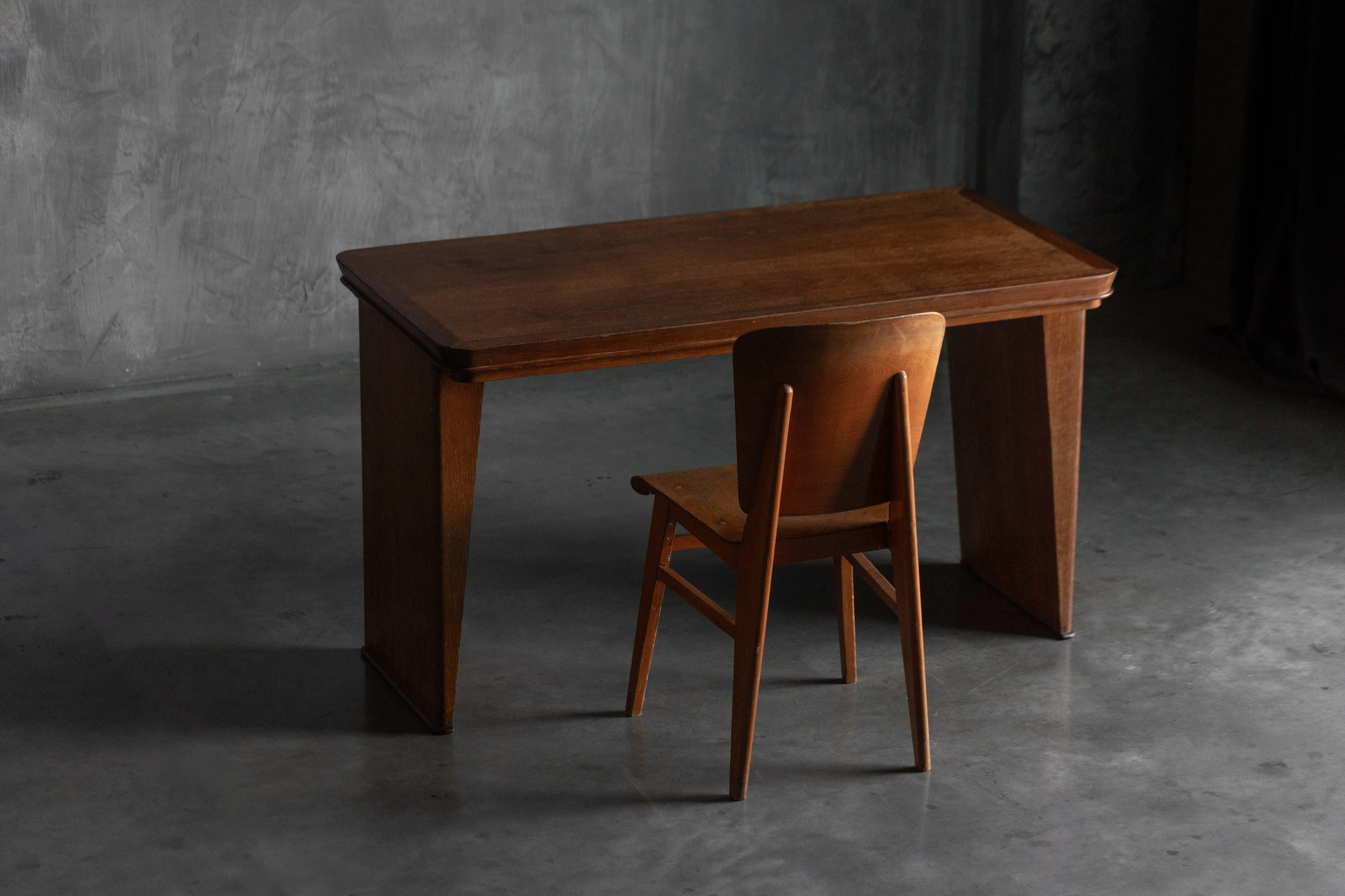 Solid Oak Desk Attributed to Maurice Pré, France - 1930s