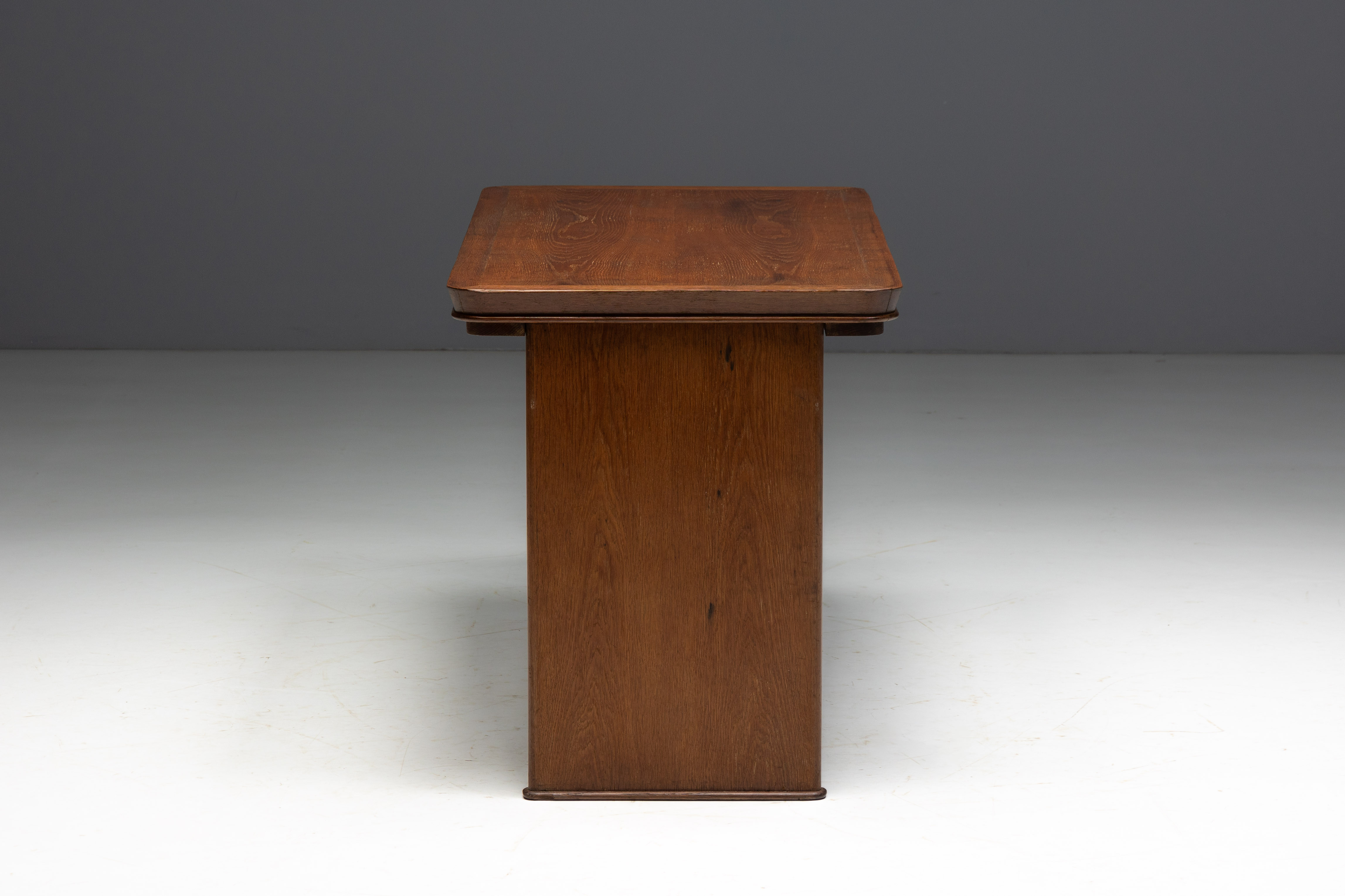 Solid Oak Desk Attributed to Maurice Pré, France - 1930s