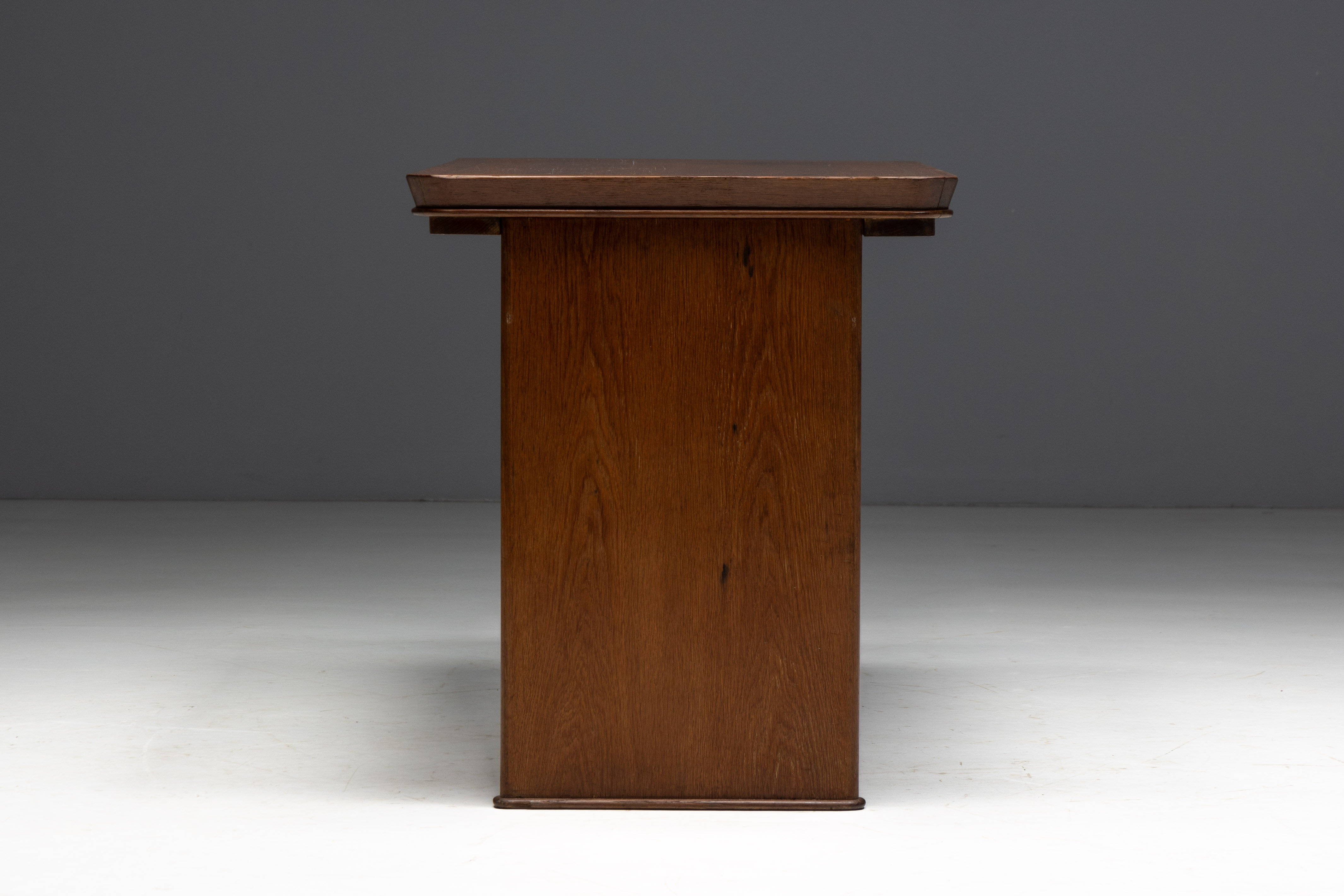 Solid Oak Desk Attributed to Maurice Pré, France - 1930s