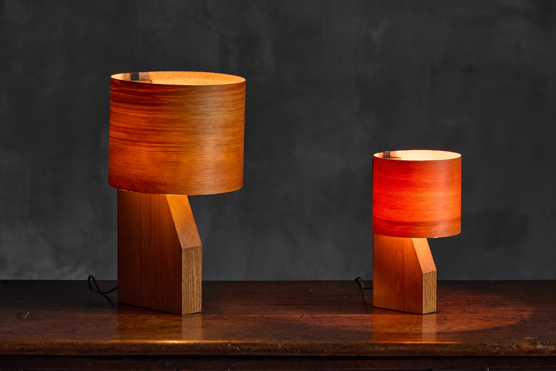 Mid-Century Veneer Table Lamp - 1960s