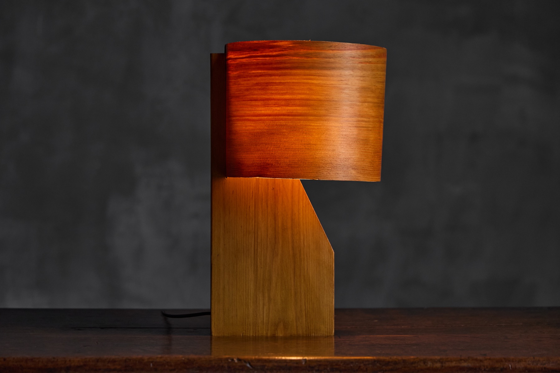 Mid-Century Veneer Table Lamp - 1960s