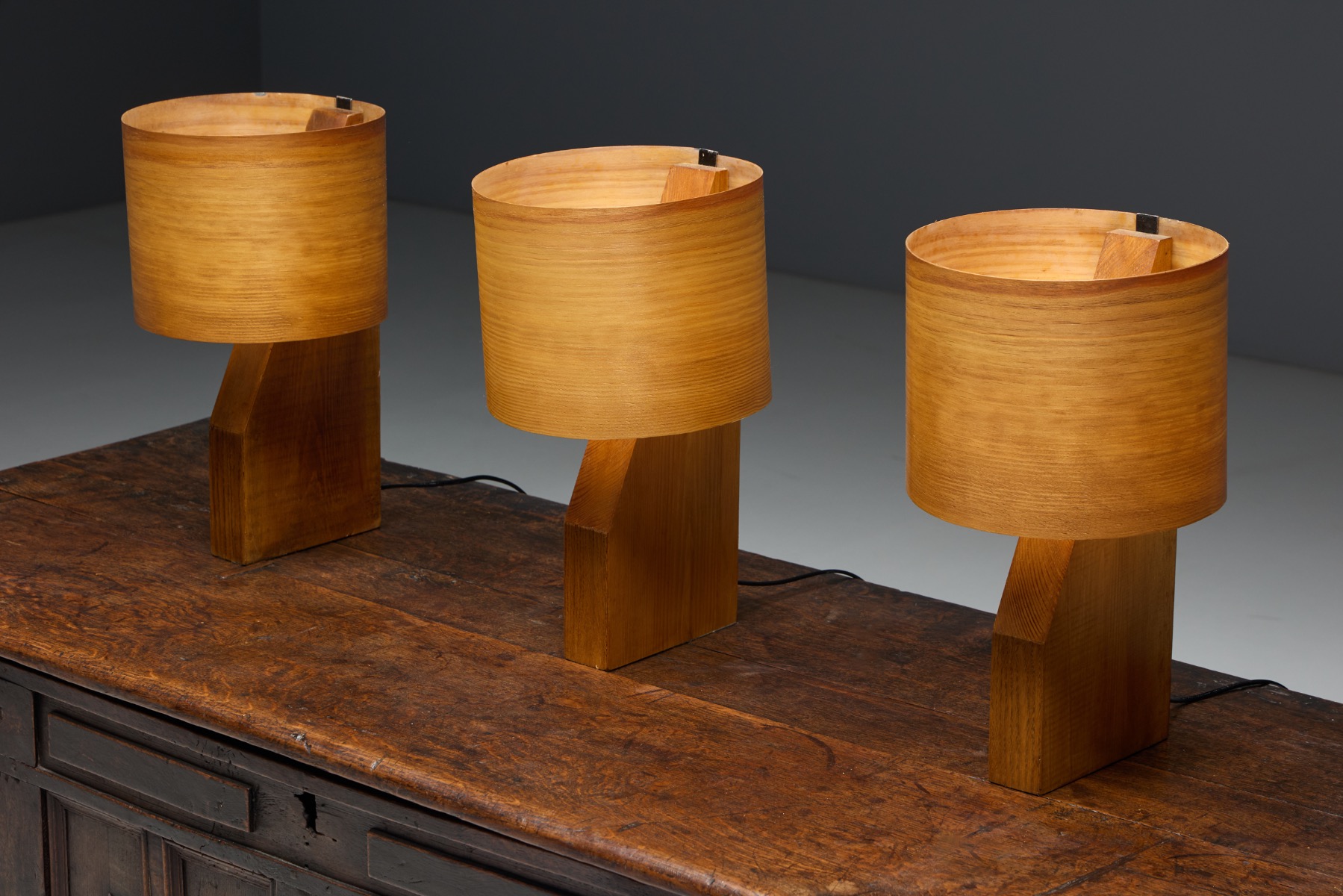 Mid-Century Veneer Table Lamp - 1960s