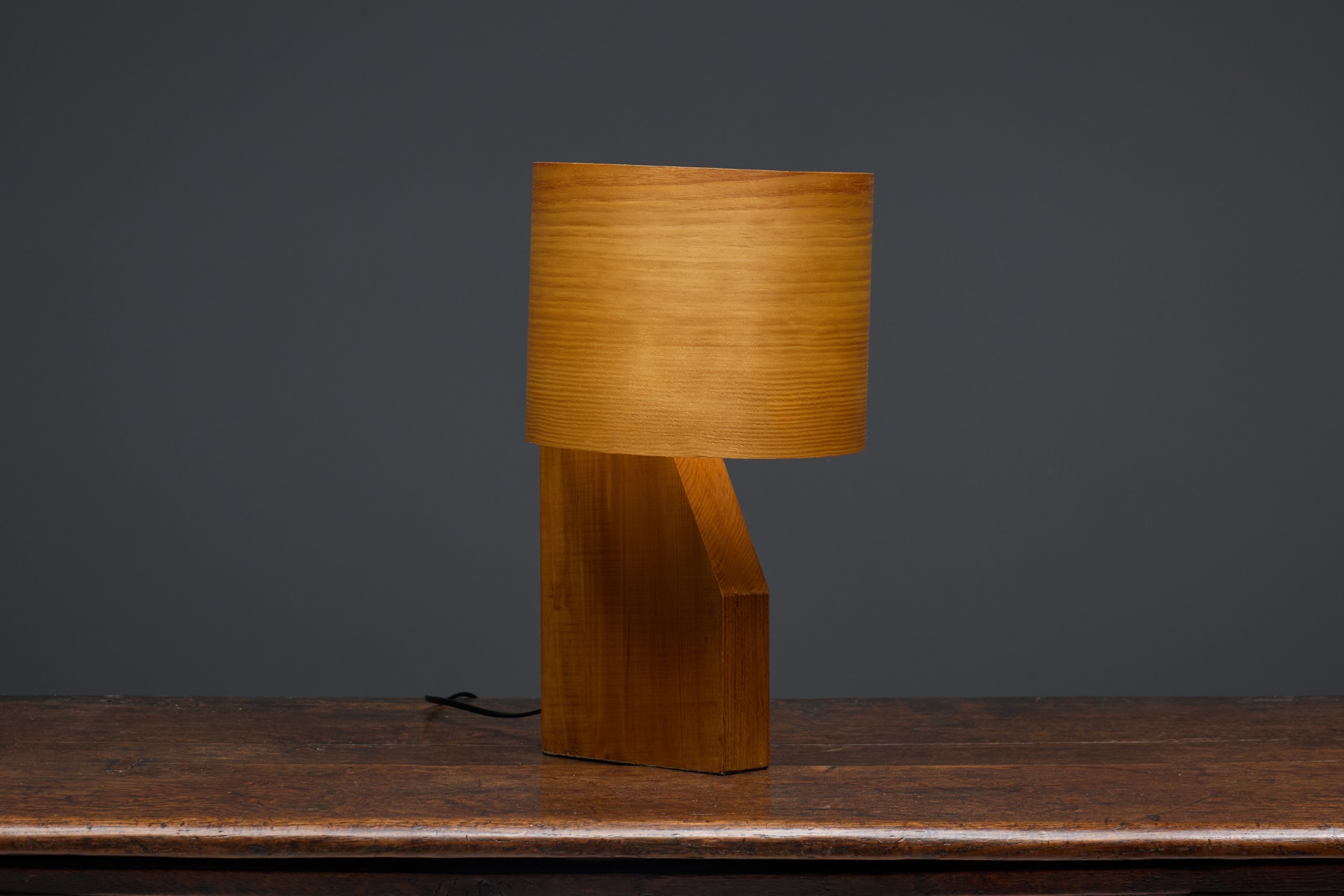 Mid-Century Veneer Table Lamp - 1960s