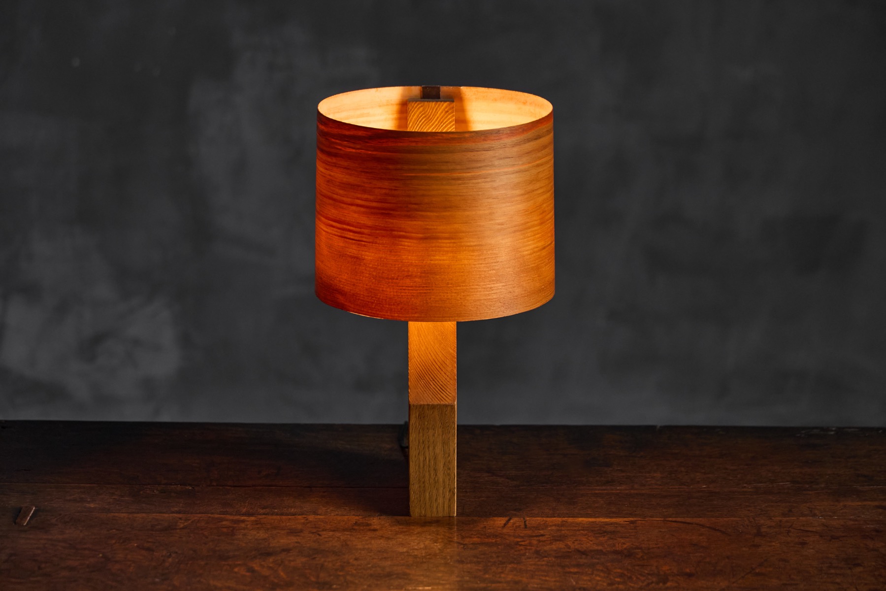 Mid-Century Veneer Table Lamp - 1960s