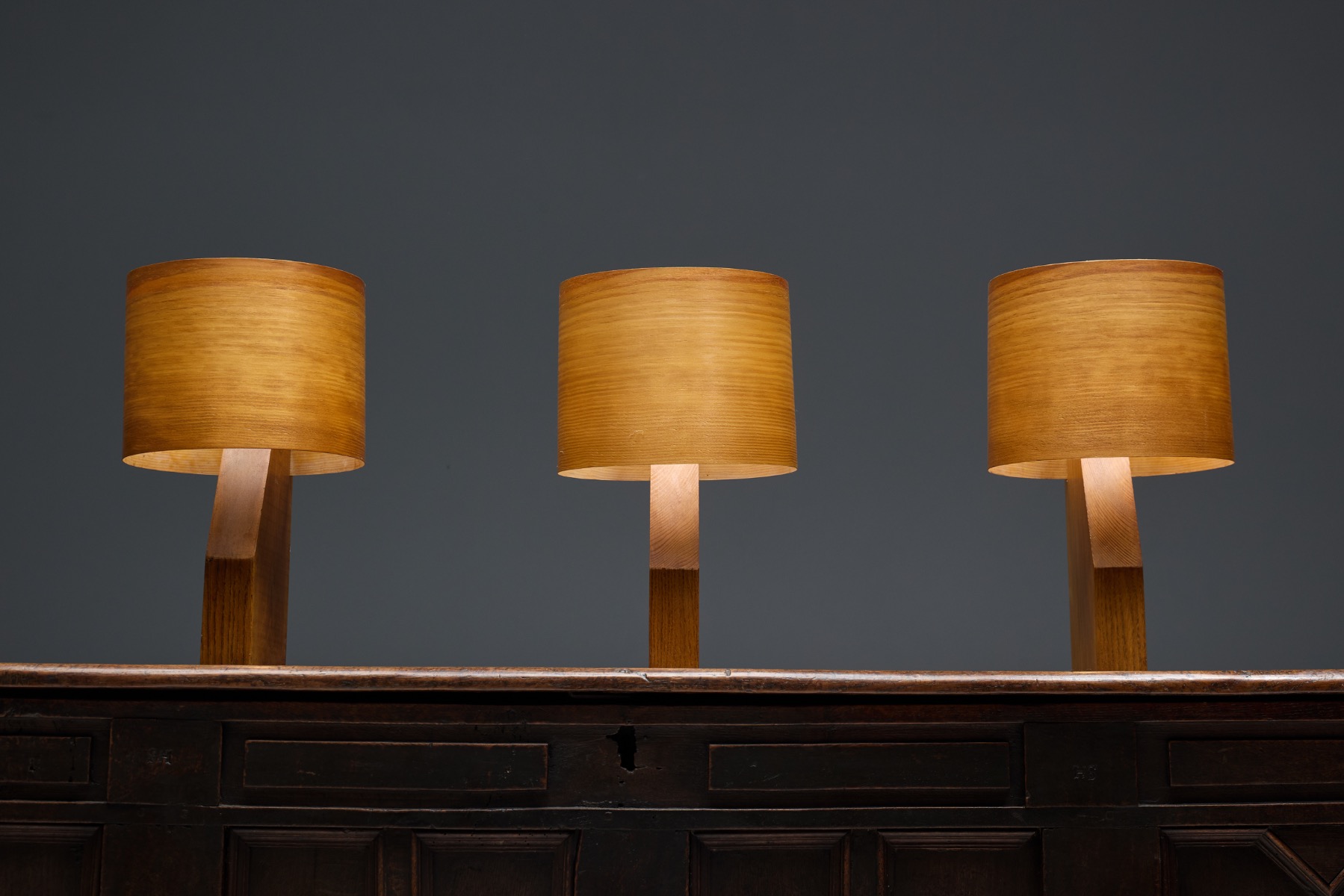Mid-Century Veneer Table Lamp - 1960s